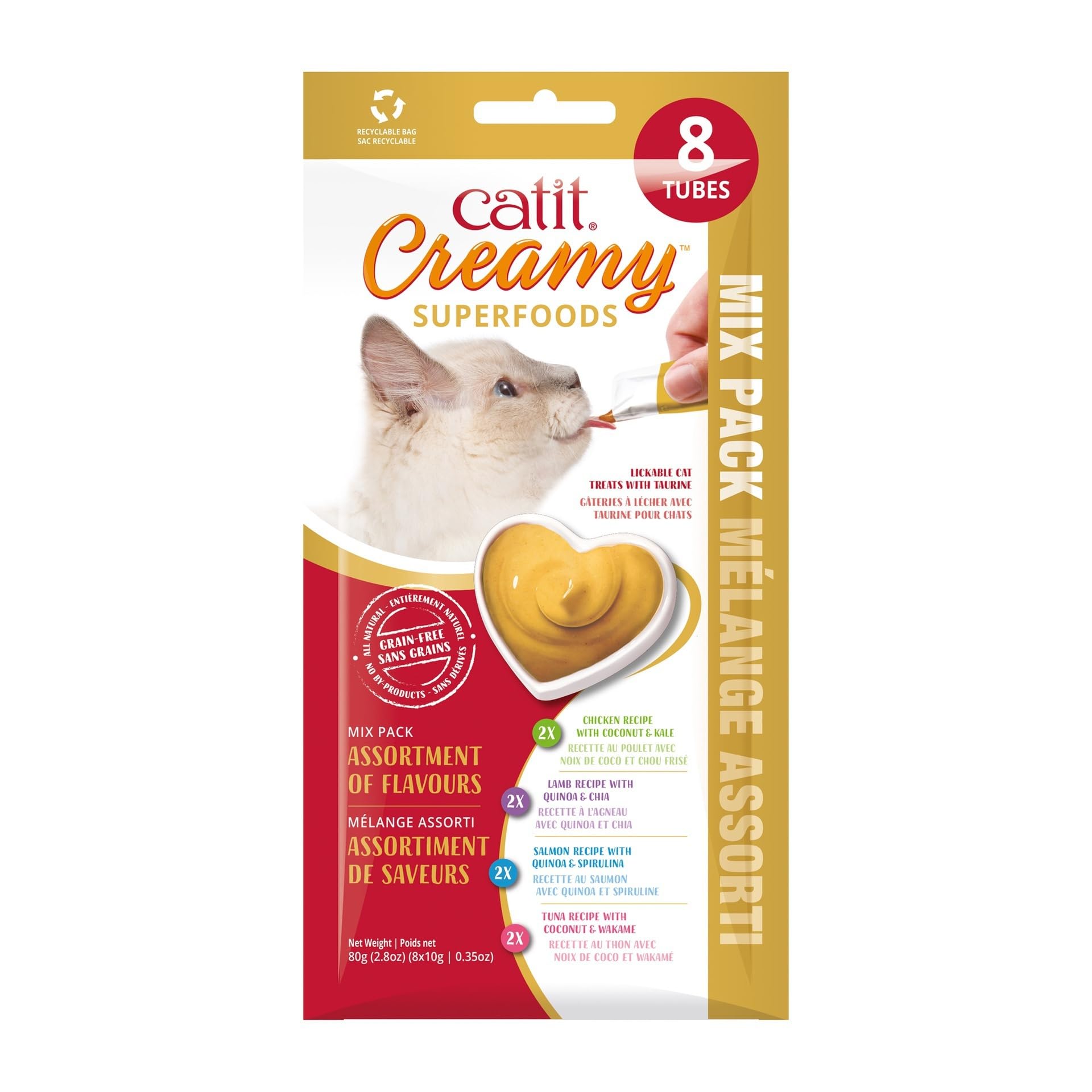 catit-creamy-superfood-p-te-l-cher-pour-chat-8-x-10-g-poulet-agneau-saumon-thon image 1