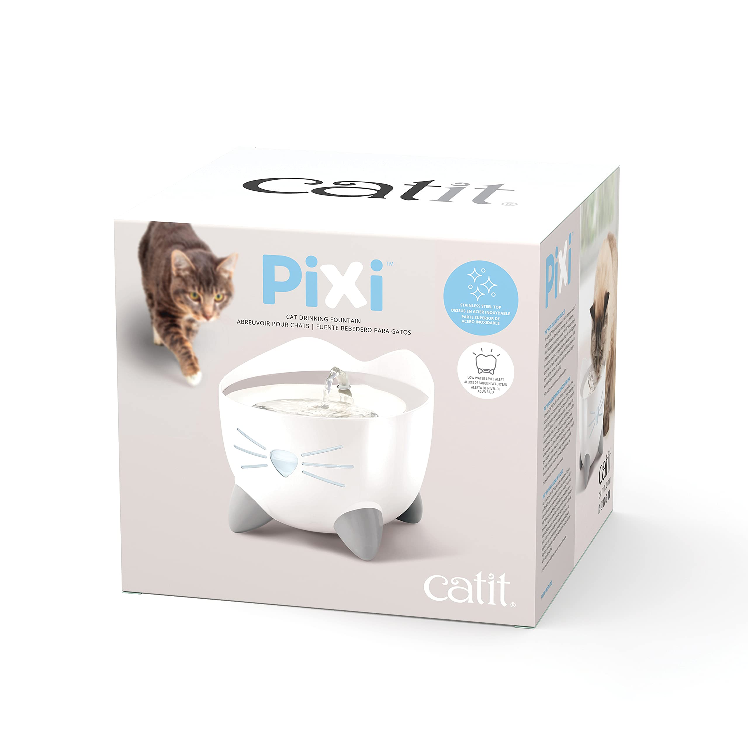 catit-pixi-fontaine-eau-en-acier-inoxydable-pour-chat-2-5-l-blanc image 7