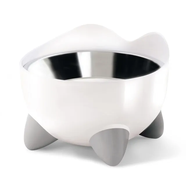 catit-pixi-gamelle-ergonomique-sur-lev-e-pour-chat-blanc-200-ml-acier-inoxydable image 1