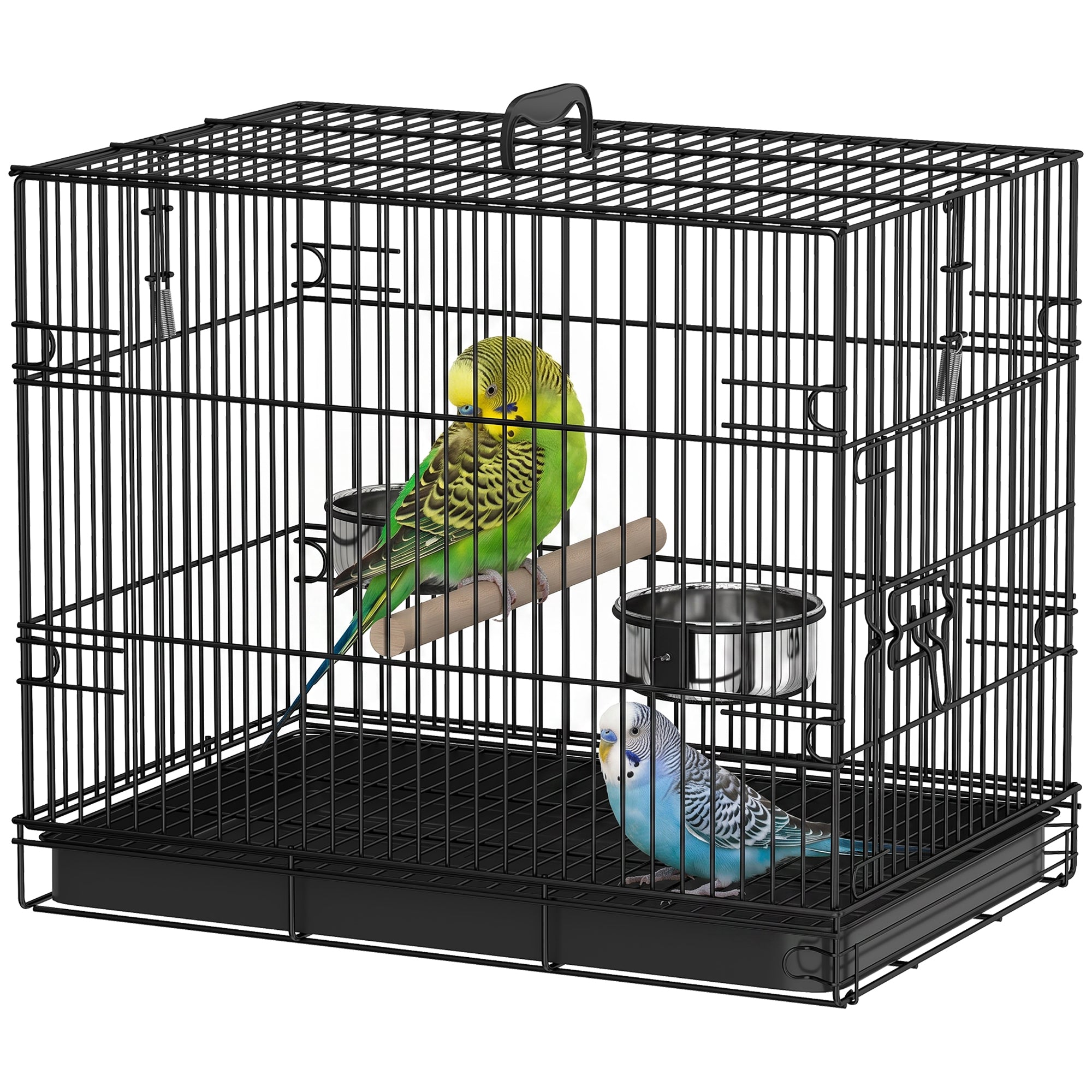 pawhut-cage-de-voyage-pliable-en-m-tal-pour-oiseaux-avec-perchoir-en-bois-gamell image 2
