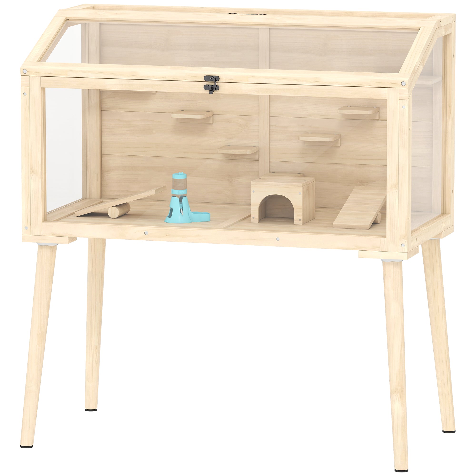 pawhut-cage-hamster-bois-43-3-x-20-5-x-39-8-avec-plateformes-et-biberon image 2