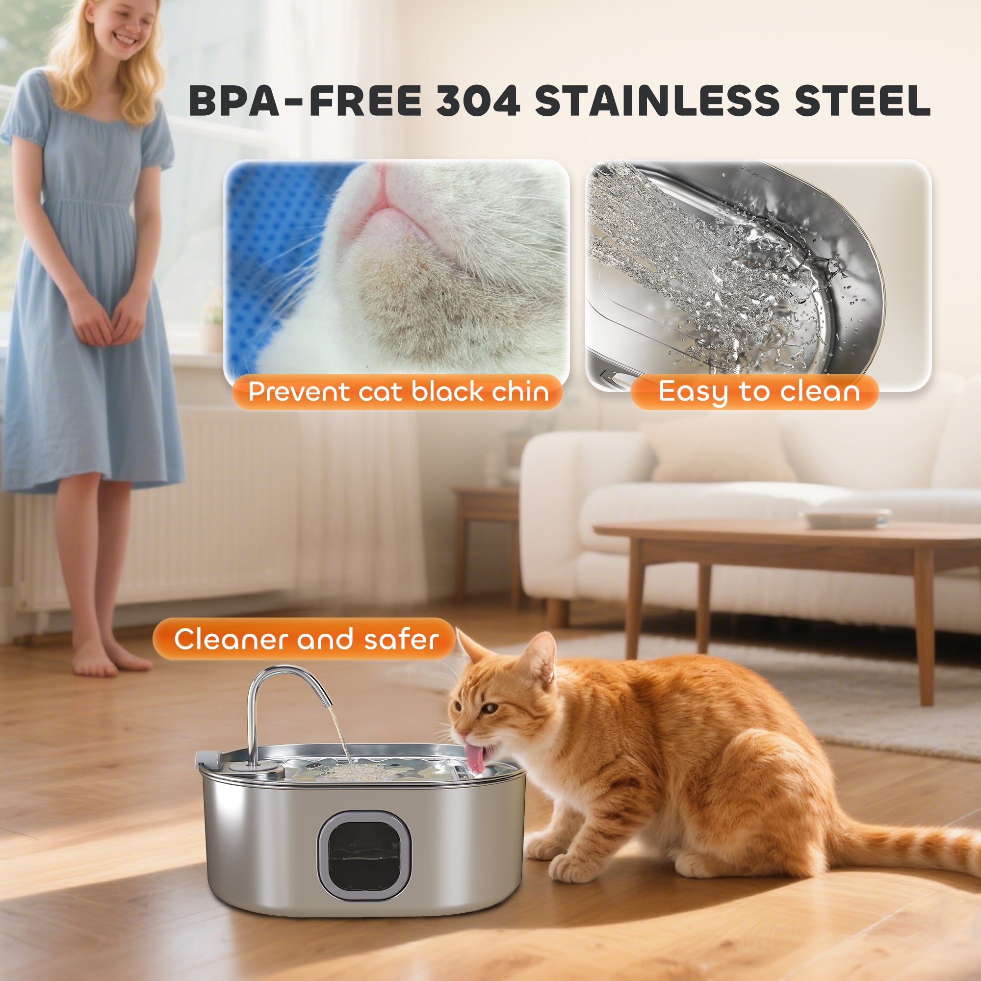 pawhut-fontaine-eau-7l-en-inox-avec-filtres-et-pompe-silencieuse-pour-chat-et-ch image 6