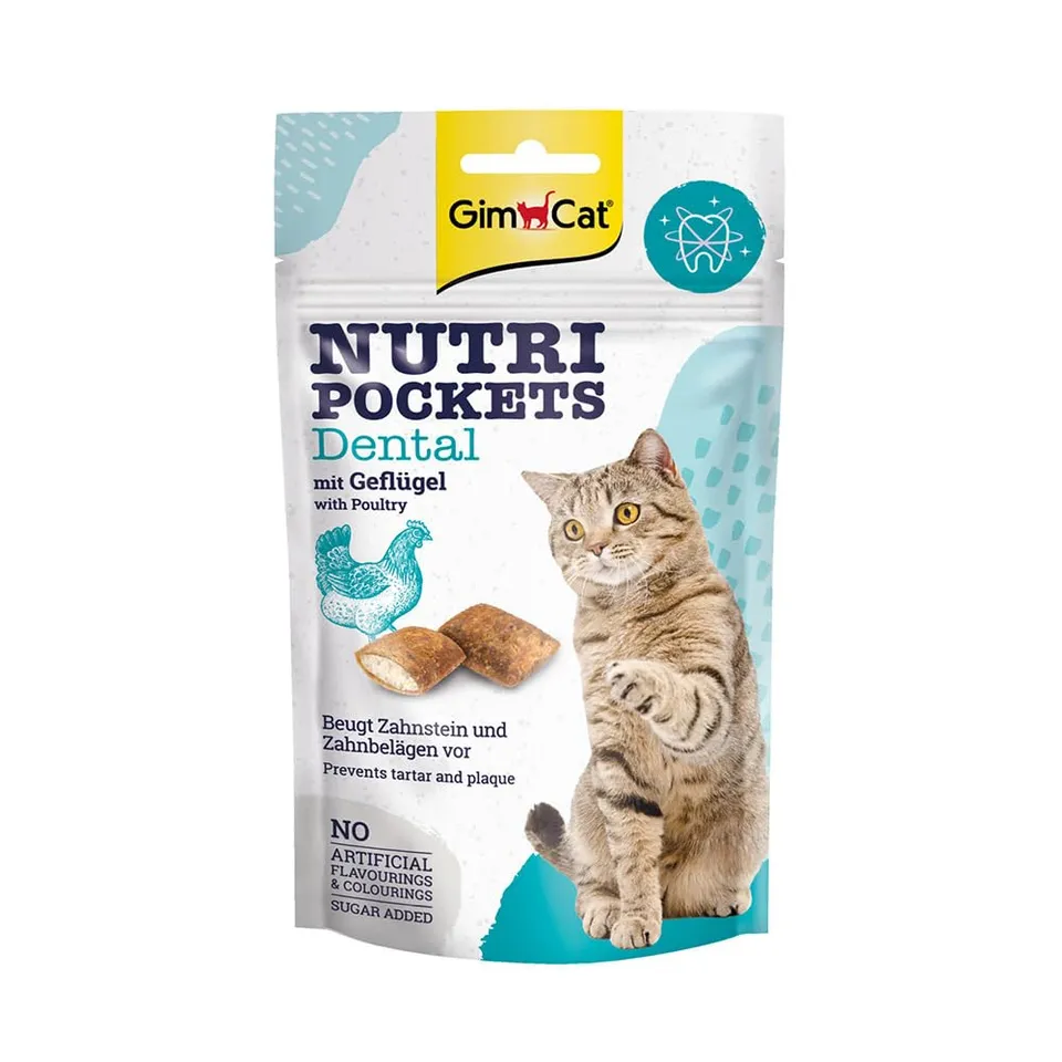 gimcat-nutri-pockets-dental-snack-chat-volaille-60-g image 1