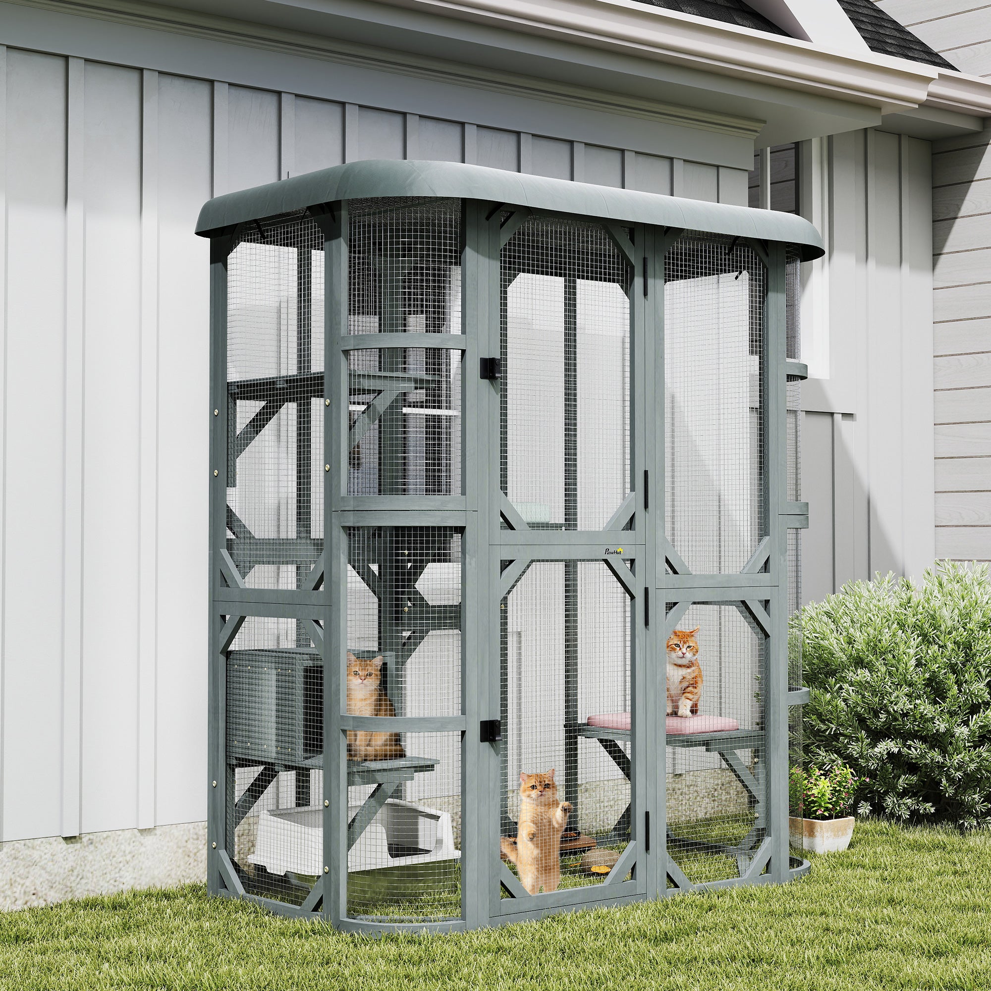 pawhut-pavillon-d-aventure-ext-rieur-pour-chat-walk-in-156-x-80-x-180-cm-gris image 4