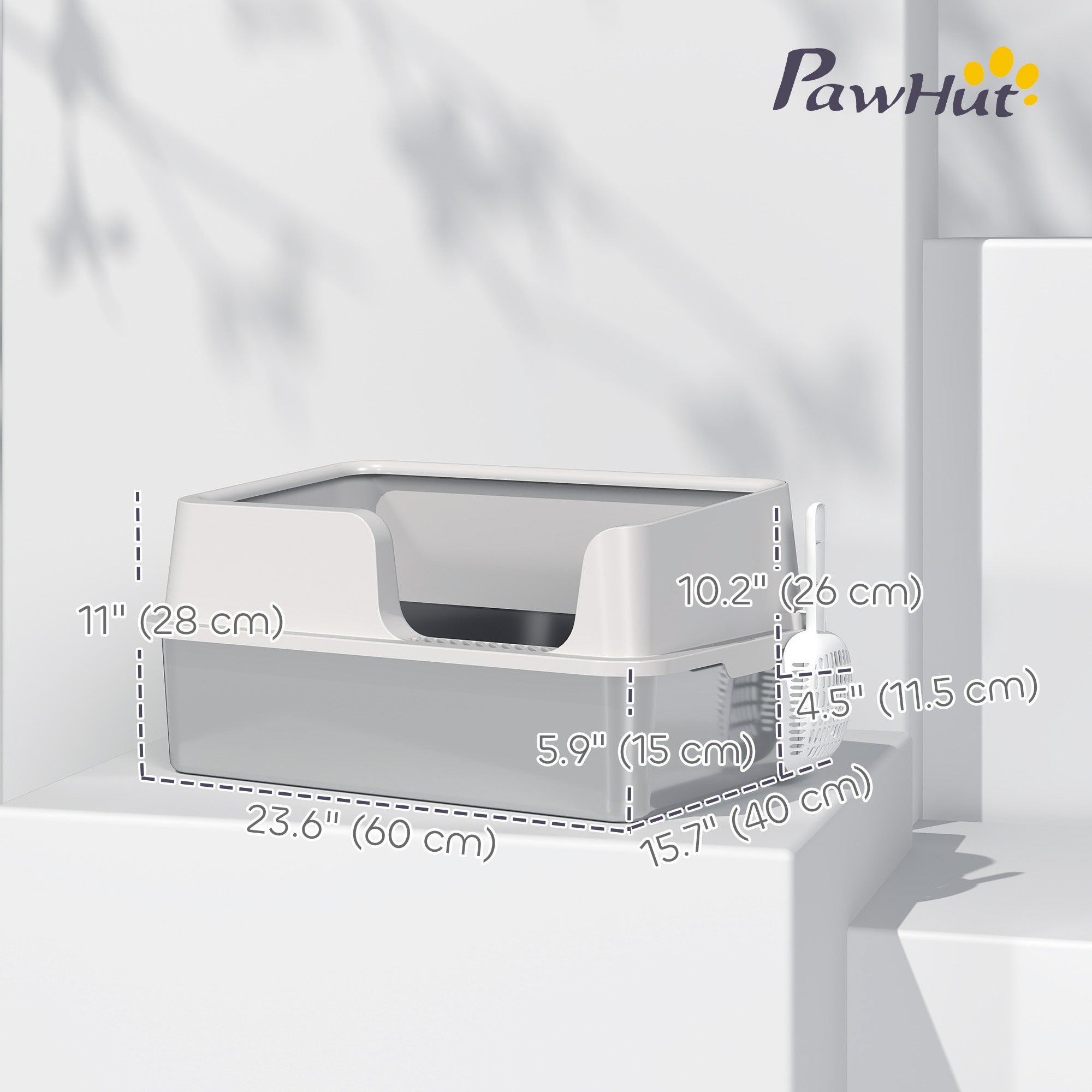 pawhut-bac-liti-re-inox-extra-large-avec-couvercle-et-pelle-gris-clair image 5