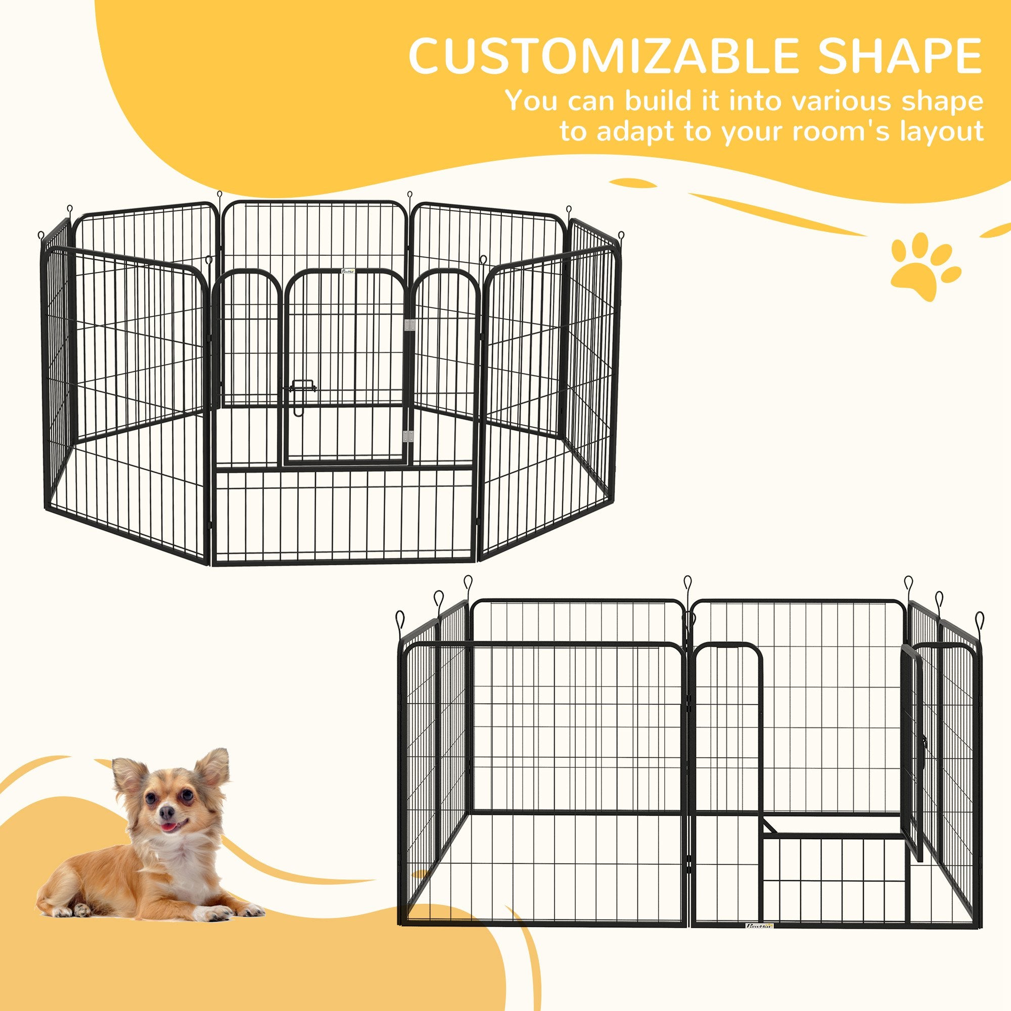 pawhut-parc-pour-chien-8-panneaux-80-cm-m-tal-avec-porte-int-rieur-ext-rieur image 6