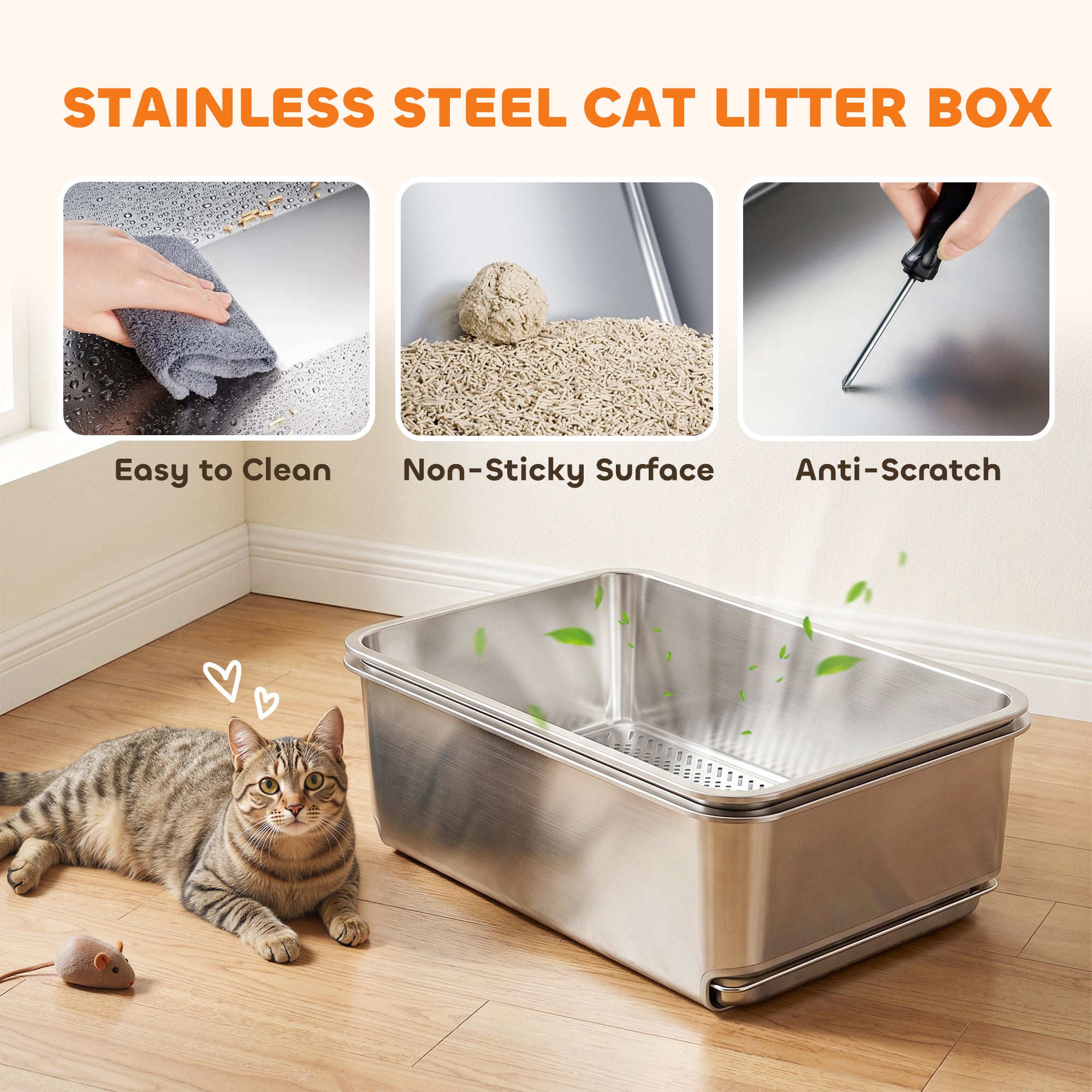 pawhut-bac-liti-re-chat-inox-xl-tamis-avec-c-t-s-hauts-argent image 8