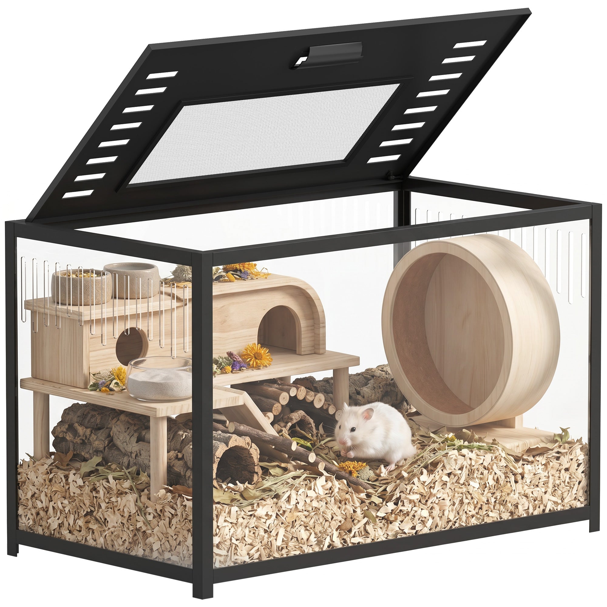 pawhut-cage-hamster-m-tal-anti-rongement-80-x-45-x-50-5-cm-noire image 1