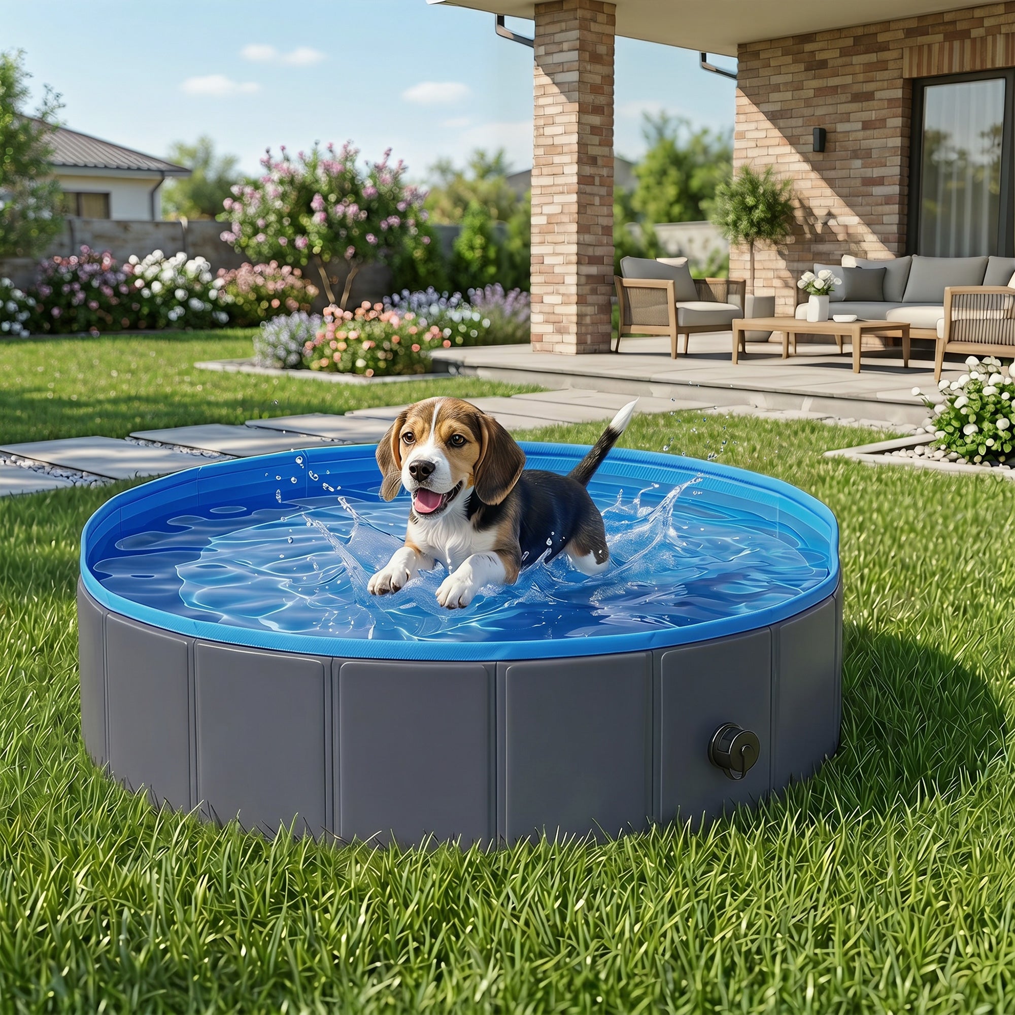 pawhut-piscine-chien-pliable-100x30-cm-pvc-pais-base-antid-rapante-bleu-gris image 4