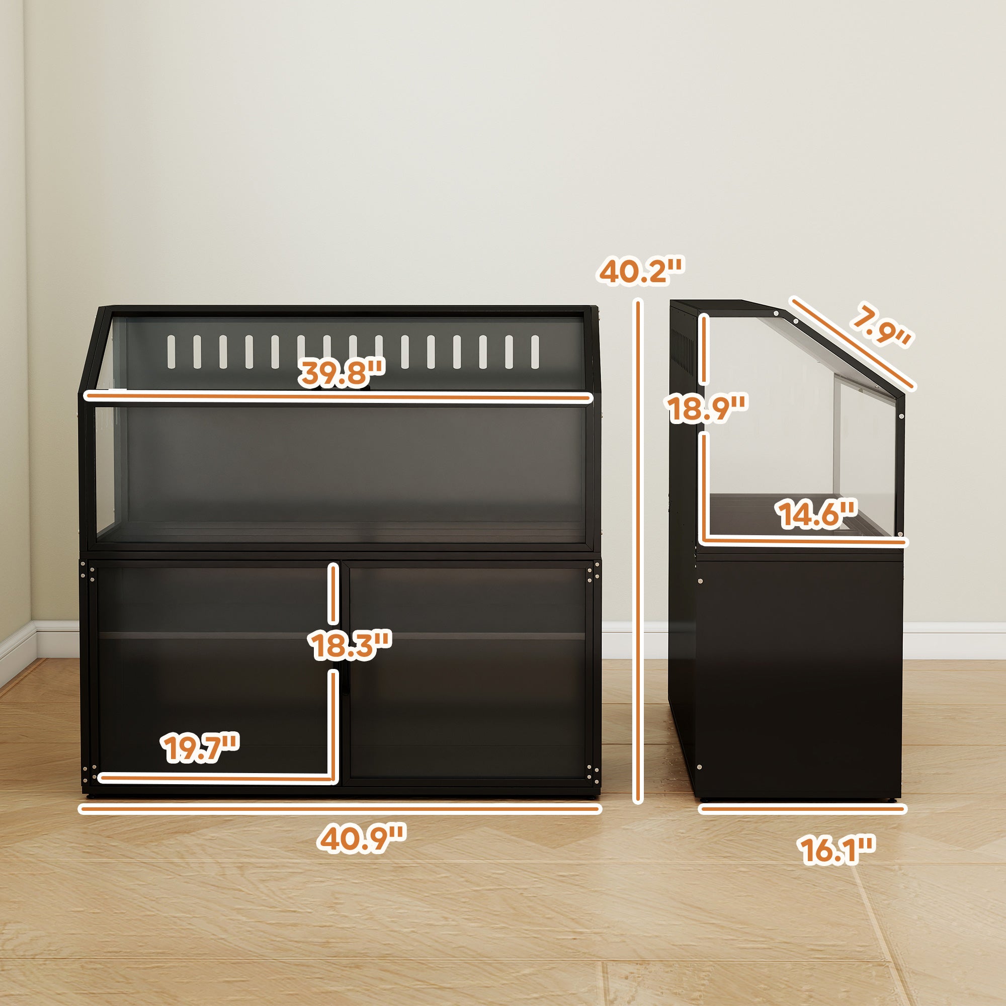 pawhut-cage-hamster-noire-avec-meuble-de-rangement-panneaux-acryliques-et-toit-o image 5