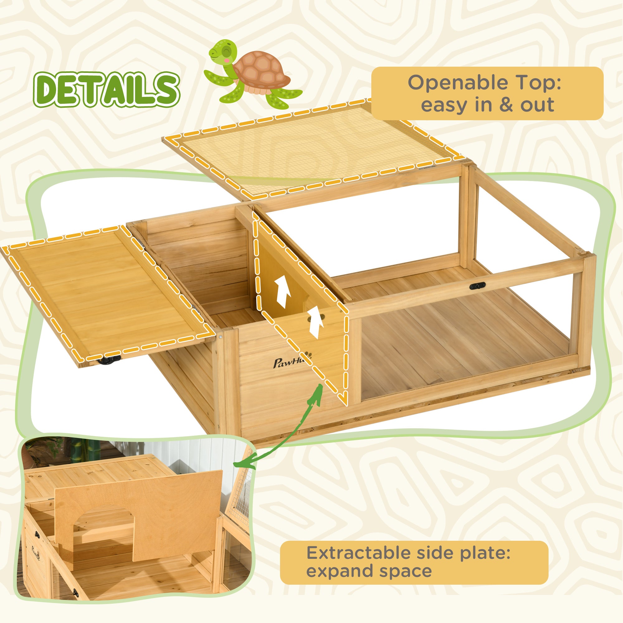 pawhut-maison-tortue-en-bois-2-pi-ces-jaune-clair-habitat-reptile-d-int-rieur image 7