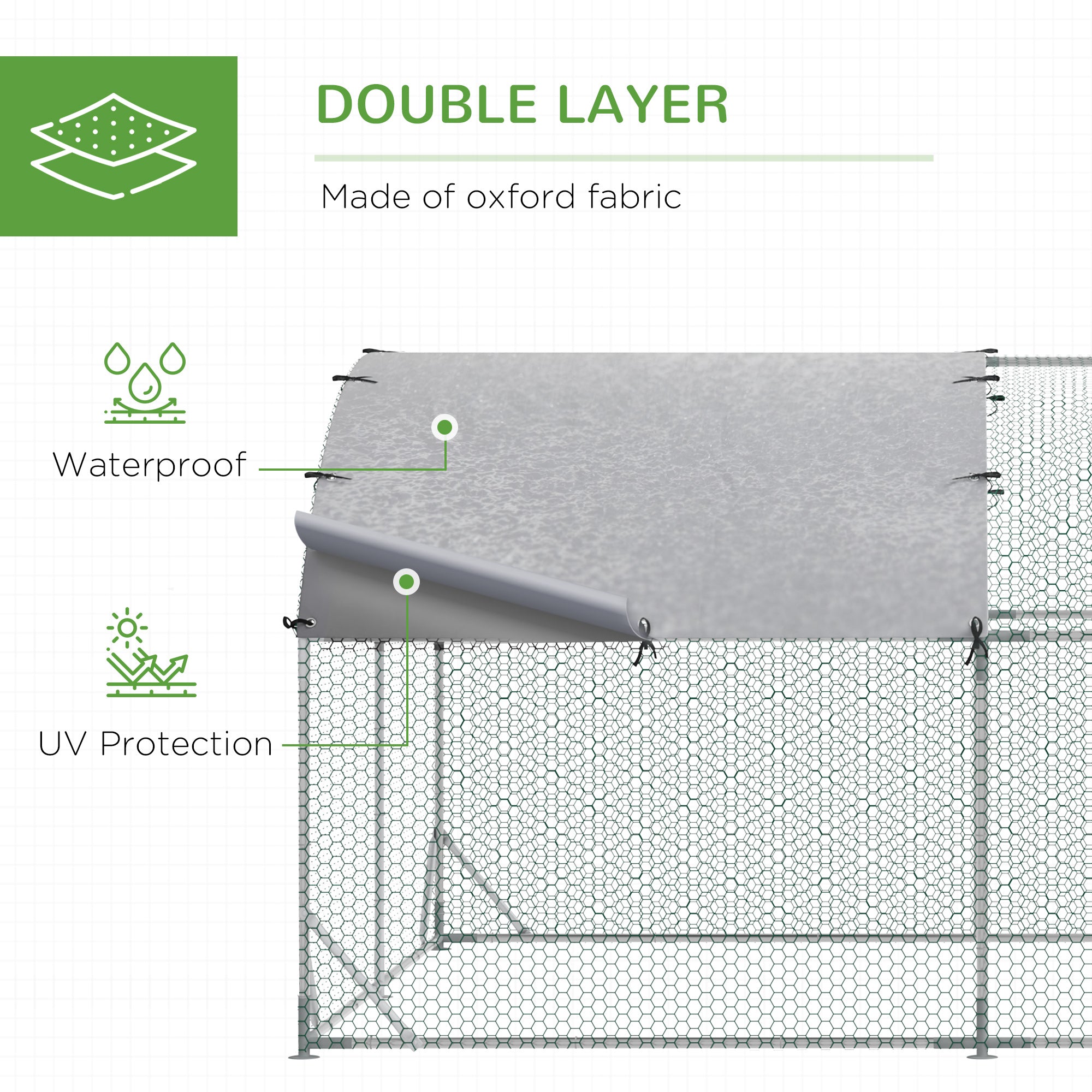 pawhut-parc-poules-7-6-x-2-8-x-2-m-avec-protection-uv-et-porte-verrouillable image 6