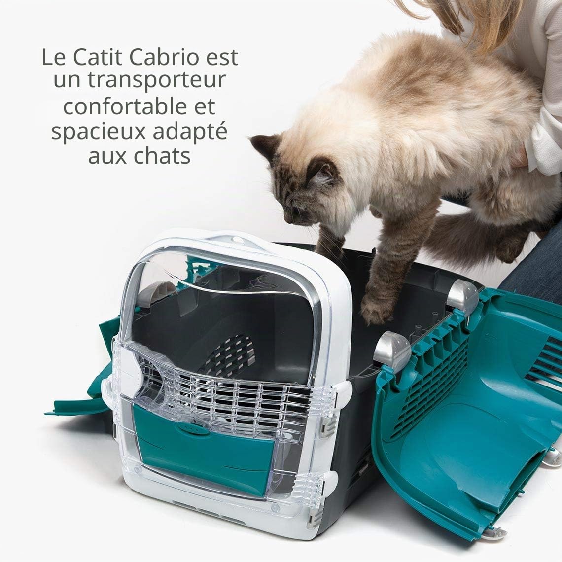 catit-cabrio-cage-de-transport-pour-chat-turquoise image 2