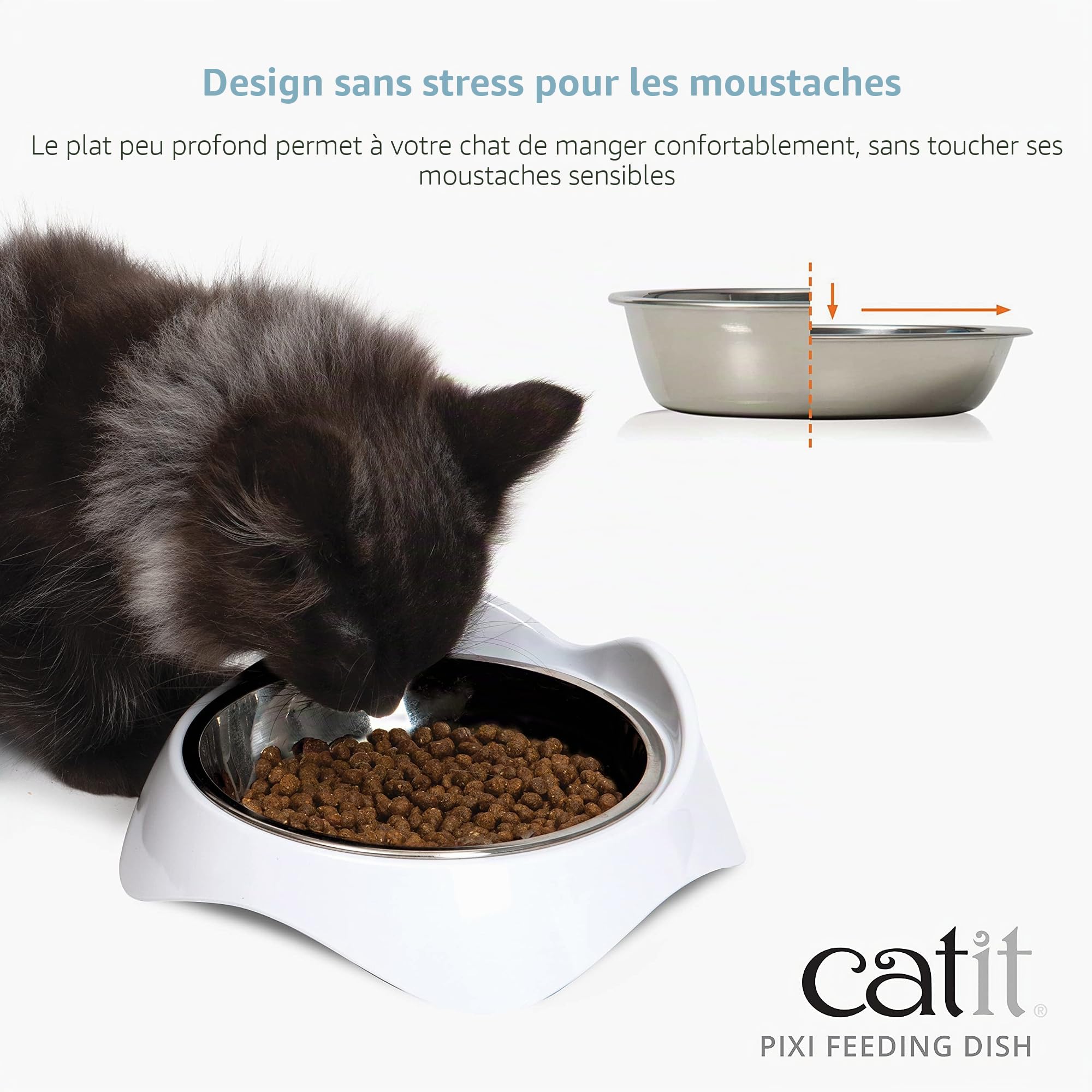 catit-pixi-gamelle-simple-blanche-pour-chat-avec-insert-inox-200-ml image 2
