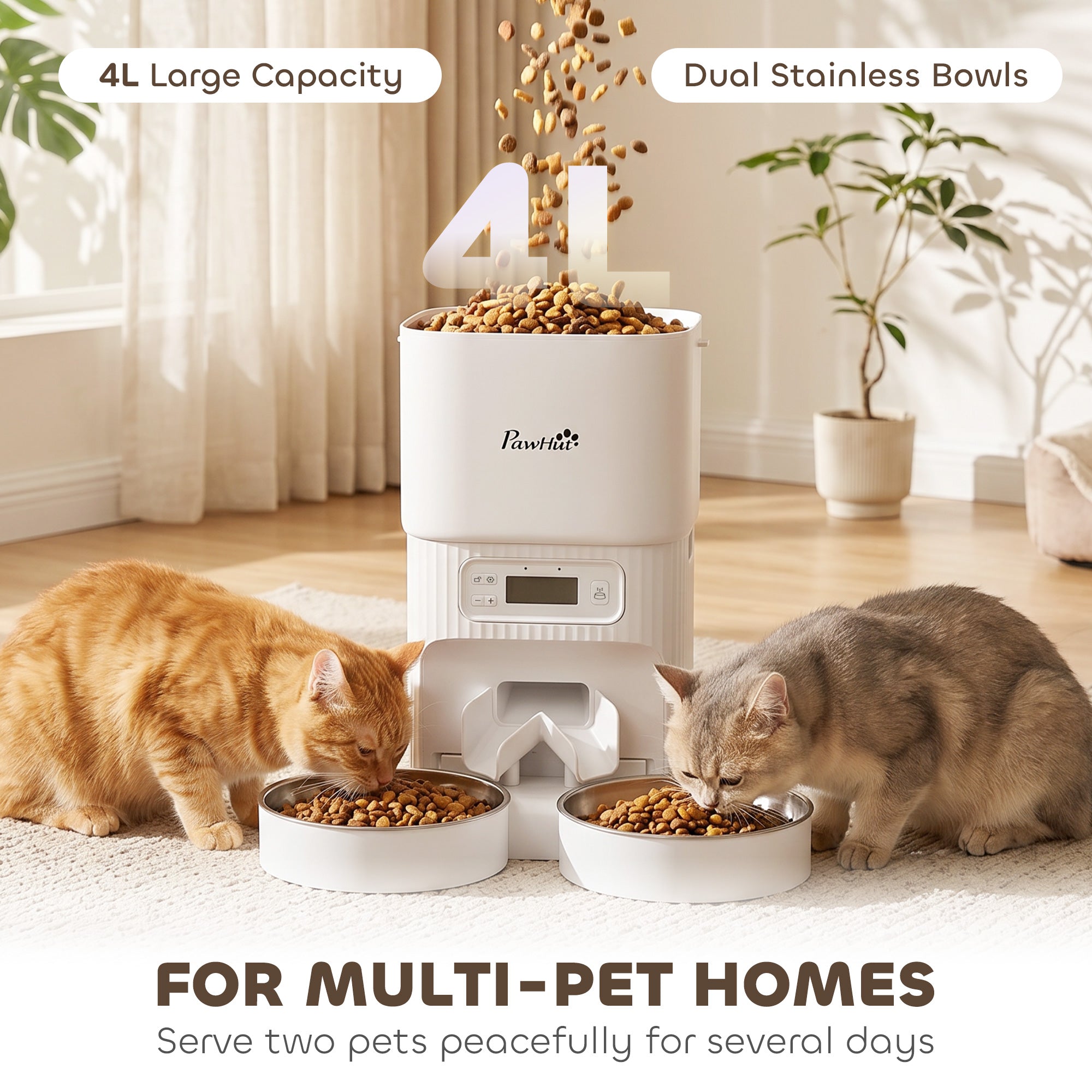 pawhut-distributeur-automatique-pour-chat-4l-1-6-repas-avec-bols-inox image 6