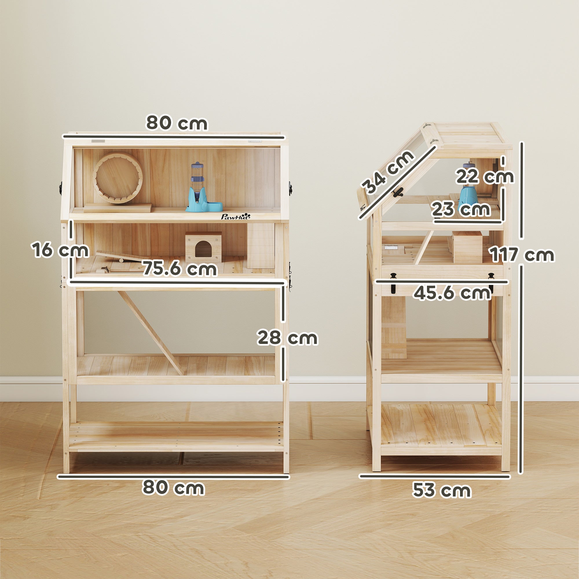 pawhut-cage-hamster-3-niveaux-80-cm-avec-roue-balan-oire-et-cabane image 5