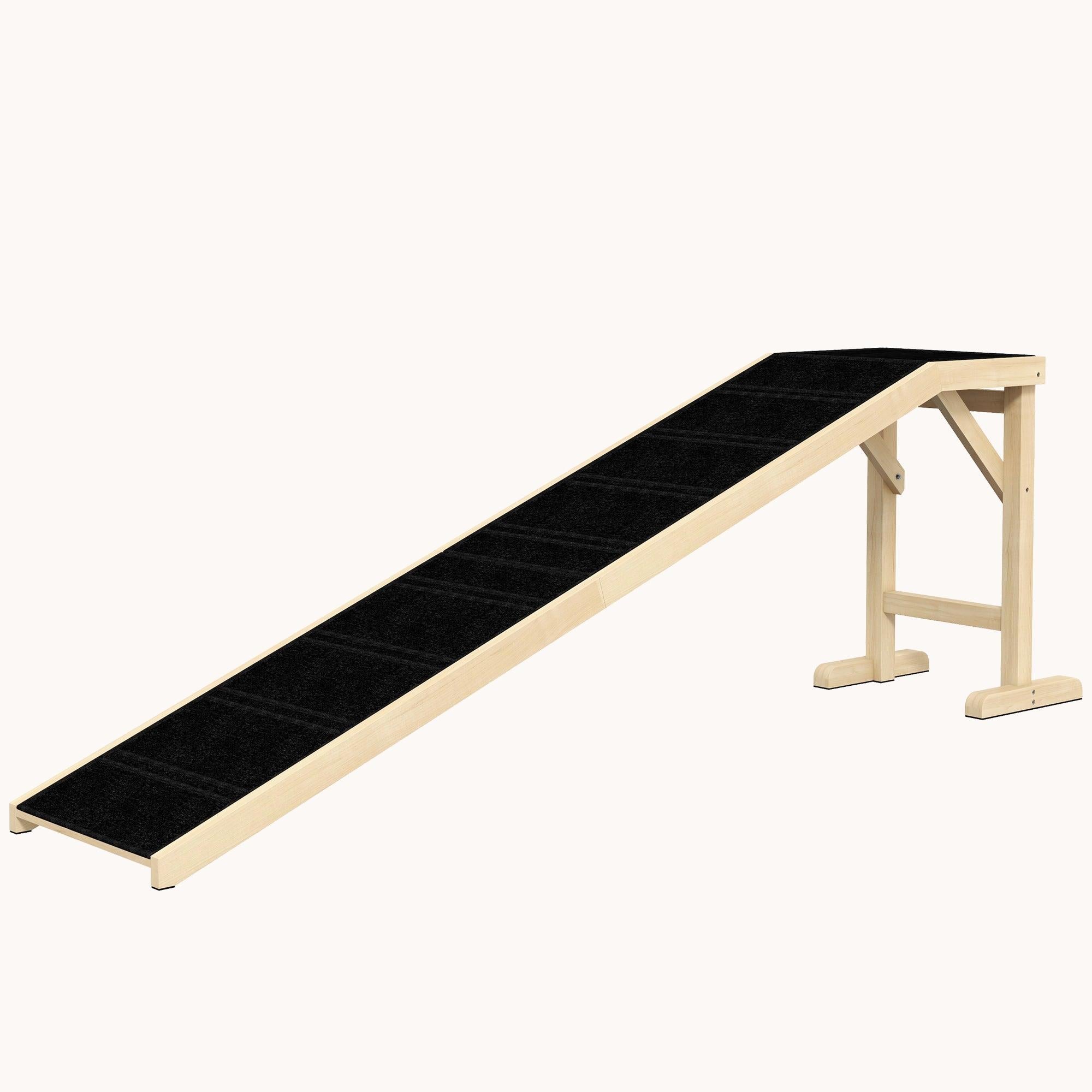 pawhut-rampe-pour-chien-74-x16-x25-avec-tapis-antid-rapant-et-plateforme-naturel image 3