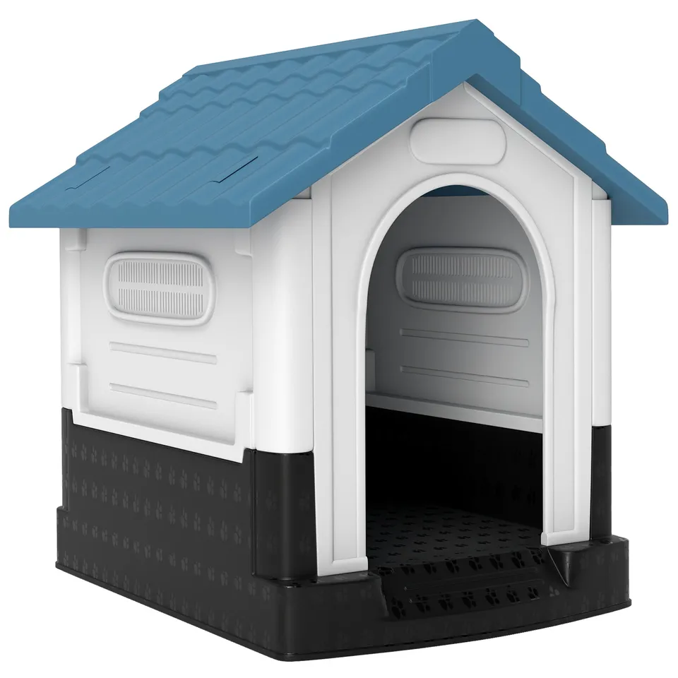 pawhut-niche-chien-plastique-ventil-e-petit-chien-bleu image 1