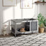 pawhut-clapier-lapin-compact-roulettes-bois-gris image 2
