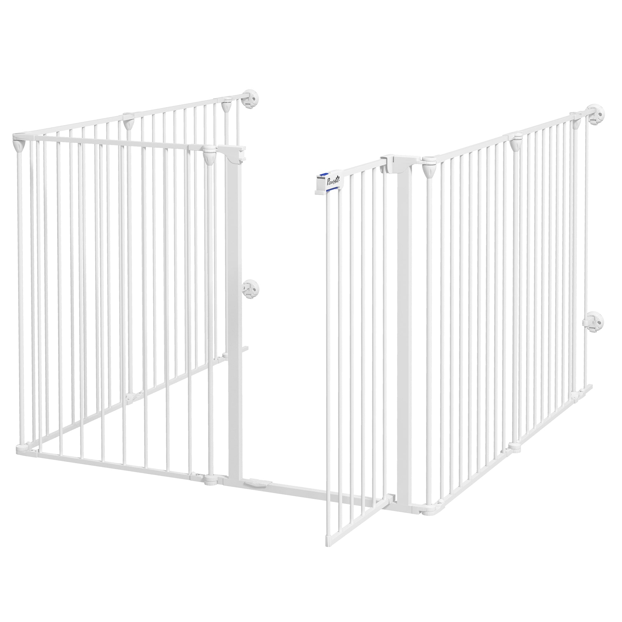pawhut-parc-pour-chien-6-panneaux-90-cm-barri-re-murale-blanche-avec-verrouillag image 2