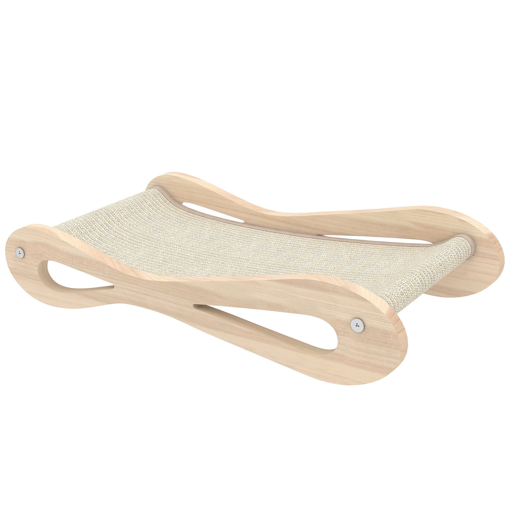 pawhut-lit-griffoir-2-en-1-sisal-avec-transat-bois-de-pin-60-x-35-x-13-cm-blanc- image 2