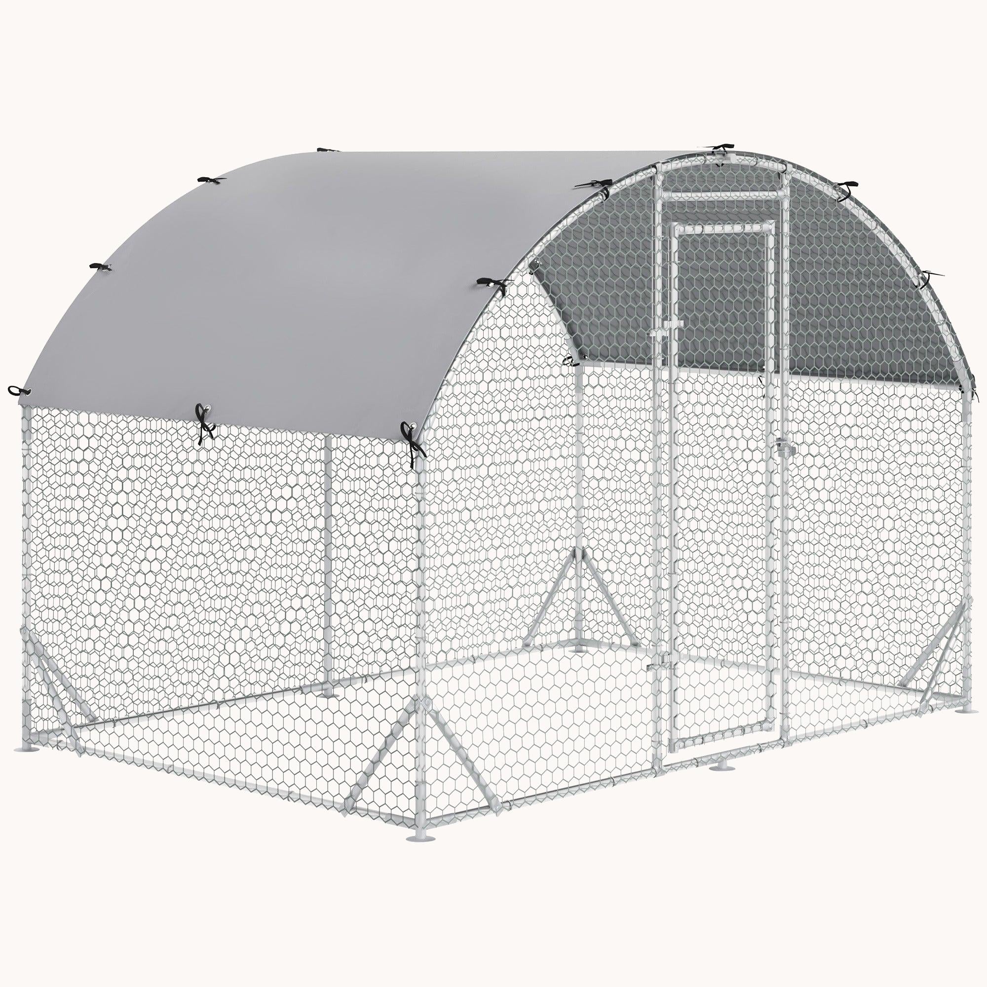 pawhut-grand-poulailler-enclos-9-2-x-6-2-x-6-5-m-tal-avec-b-che-imperm-able-anti image 2