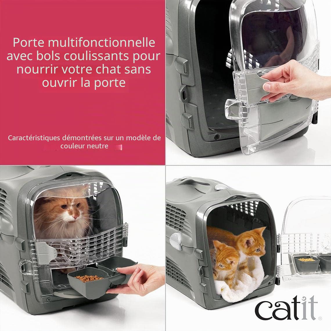 catit-cabrio-cage-de-transport-pour-chat-rouge-cerise image 2