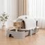 pawhut-bac-liti-re-chat-inox-avec-couvercle-gris-tiroir-coulissant-et-filtre-car image 4