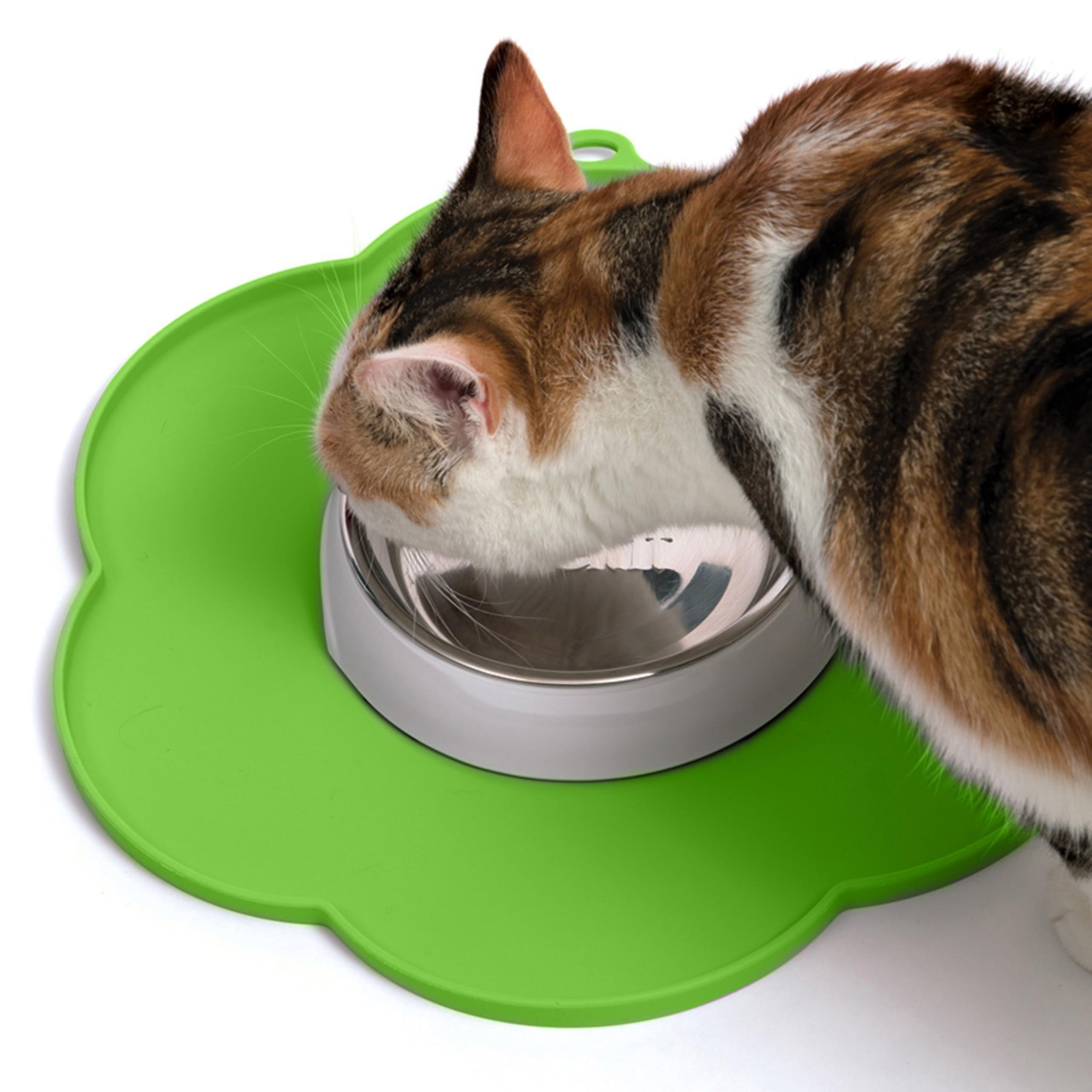 catit-flower-placemat-medium-tapis-en-silicone-vert-pour-gamelles-et-fontaines image 3