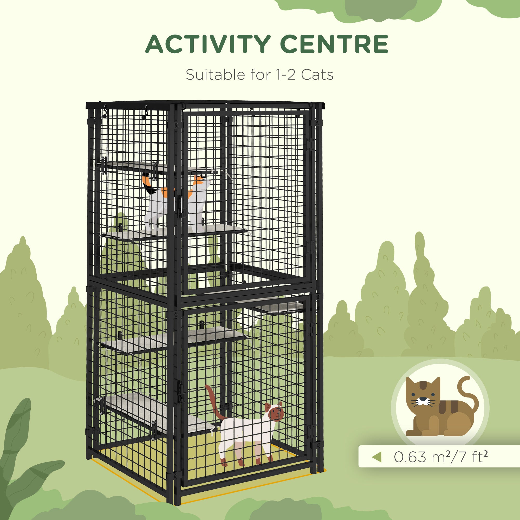pawhut-grand-catio-m-tal-180-cm-avec-5-plateformes-et-auvent-noir image 6
