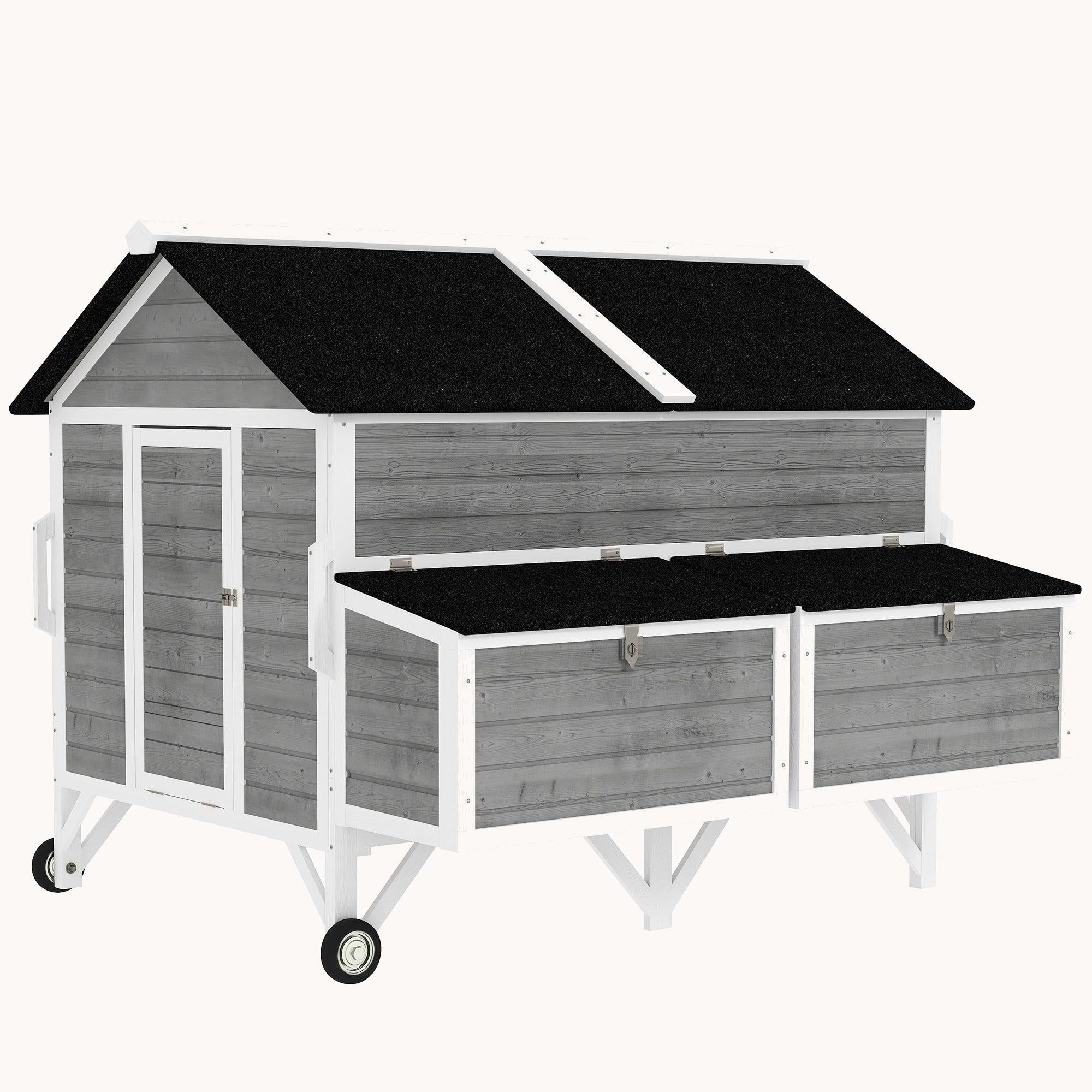 pawhut-poulailler-mobile-sur-roues-avec-2-pondoirs-gris image 2