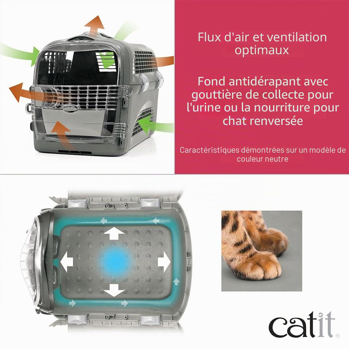 catit-cabrio-cage-de-transport-pour-chat-rouge-cerise image 4
