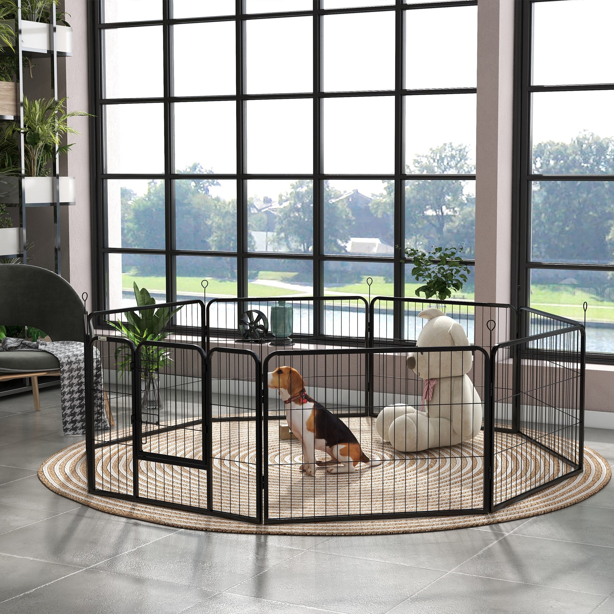 pawhut-enclos-pour-chiens-8-panneaux-60-cm-parc-modulable-int-rieur-ext-rieur-av image 4