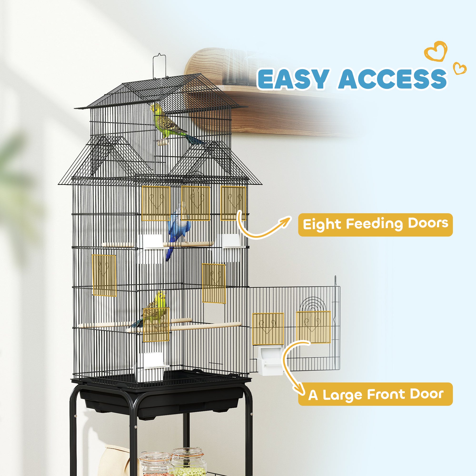 pawhut-cage-oiseaux-mobile-sur-roulettes-avec-perchoirs-43-x-32-5-x-163-cm image 8
