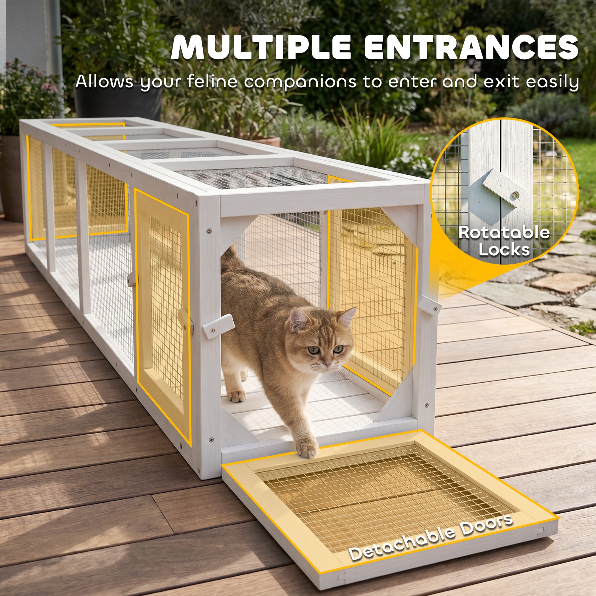 pawhut-tunnel-ext-rieur-pour-chat-79-en-bois-avec-b-che-blanc image 8