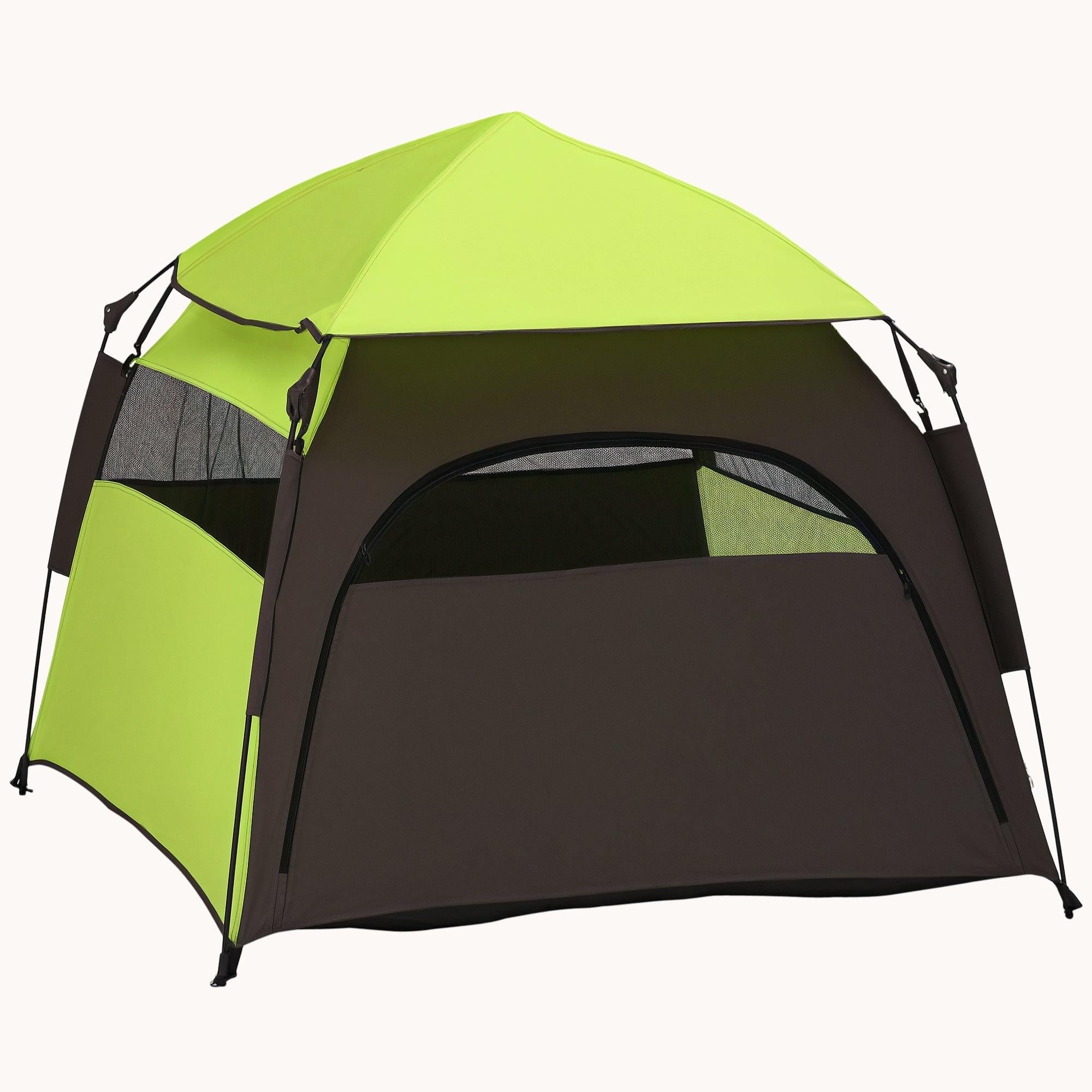 pawhut-tente-pop-up-pour-grand-chien-verte-avec-sac-de-transport image 1