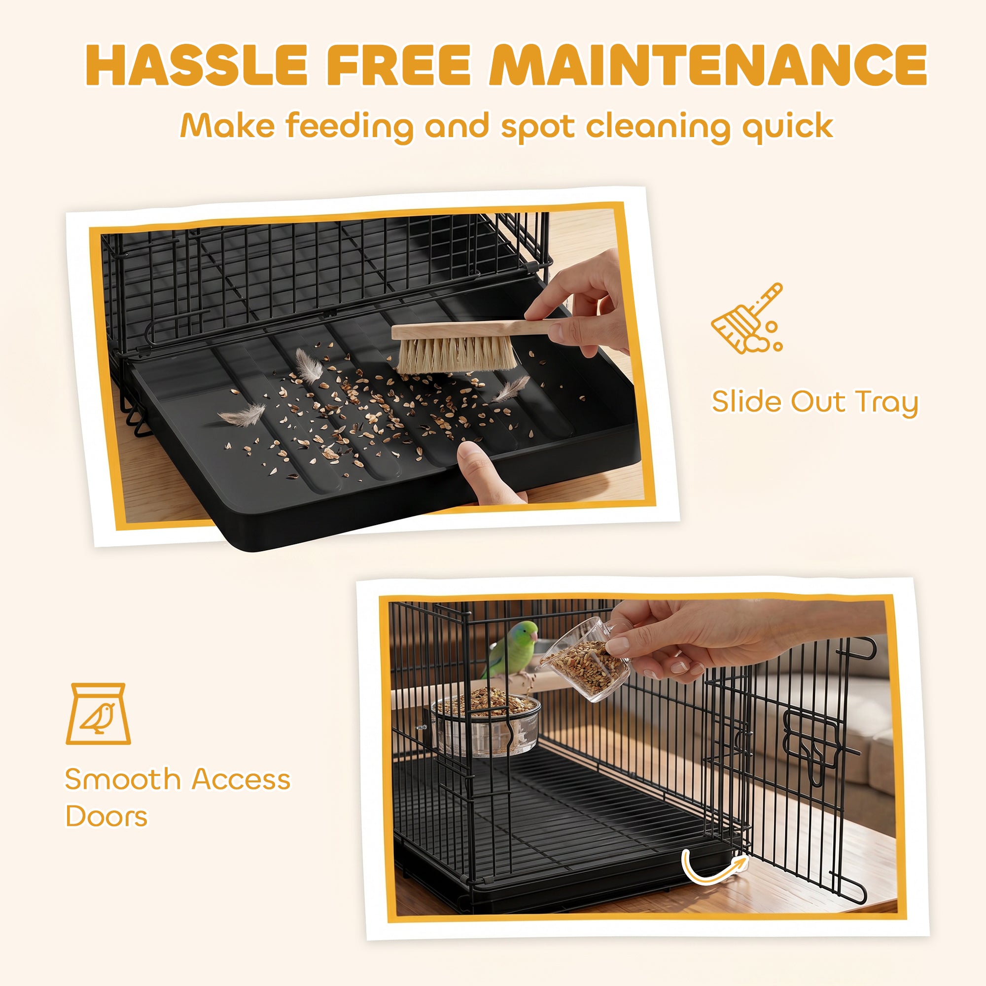 pawhut-cage-de-voyage-pliable-en-m-tal-pour-oiseaux-avec-perchoir-en-bois-gamell image 8
