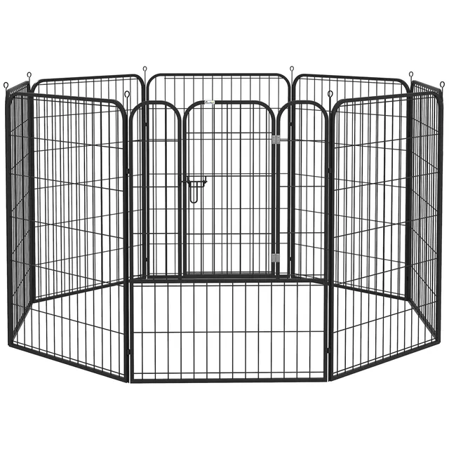 pawhut-parc-8-panneaux-acier-100-cm-avec-verrou-et-piquets image 1