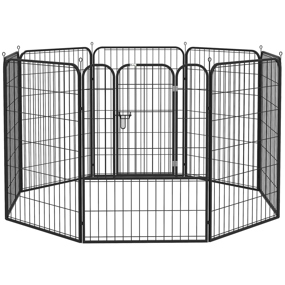 pawhut-parc-8-panneaux-acier-100-cm-avec-verrou-et-piquets image 1