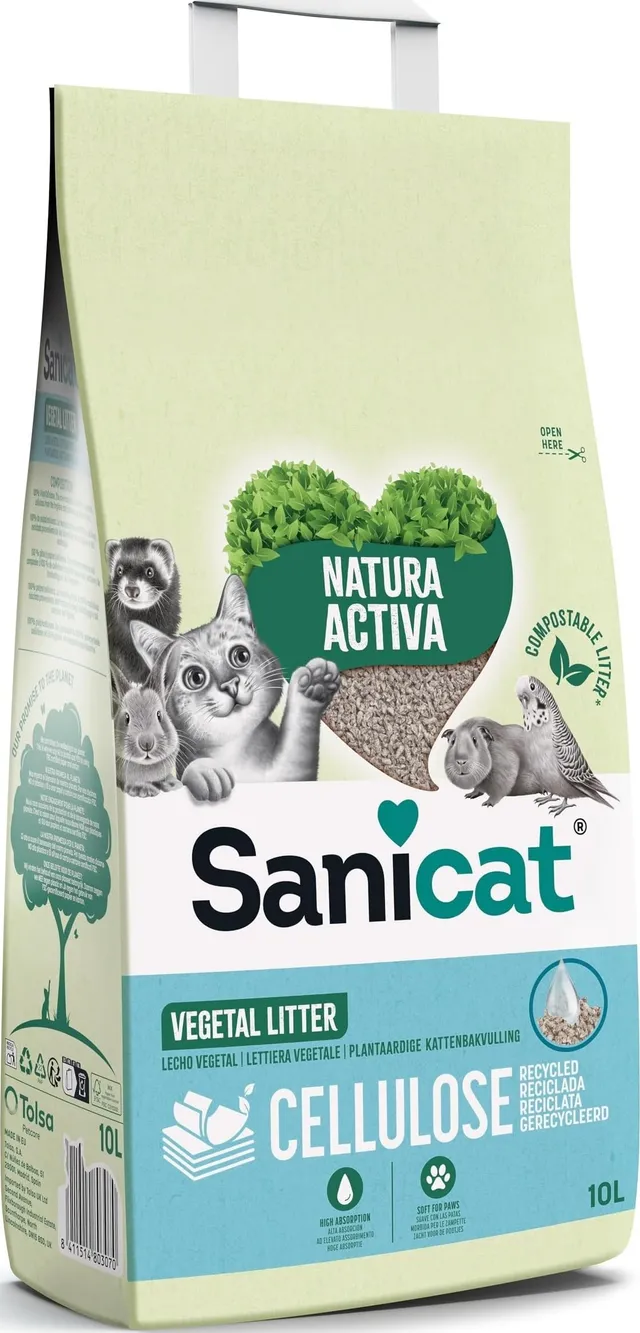 sanicat-liti-re-absorbante-multi-animaux-cellulose-10-l image 1
