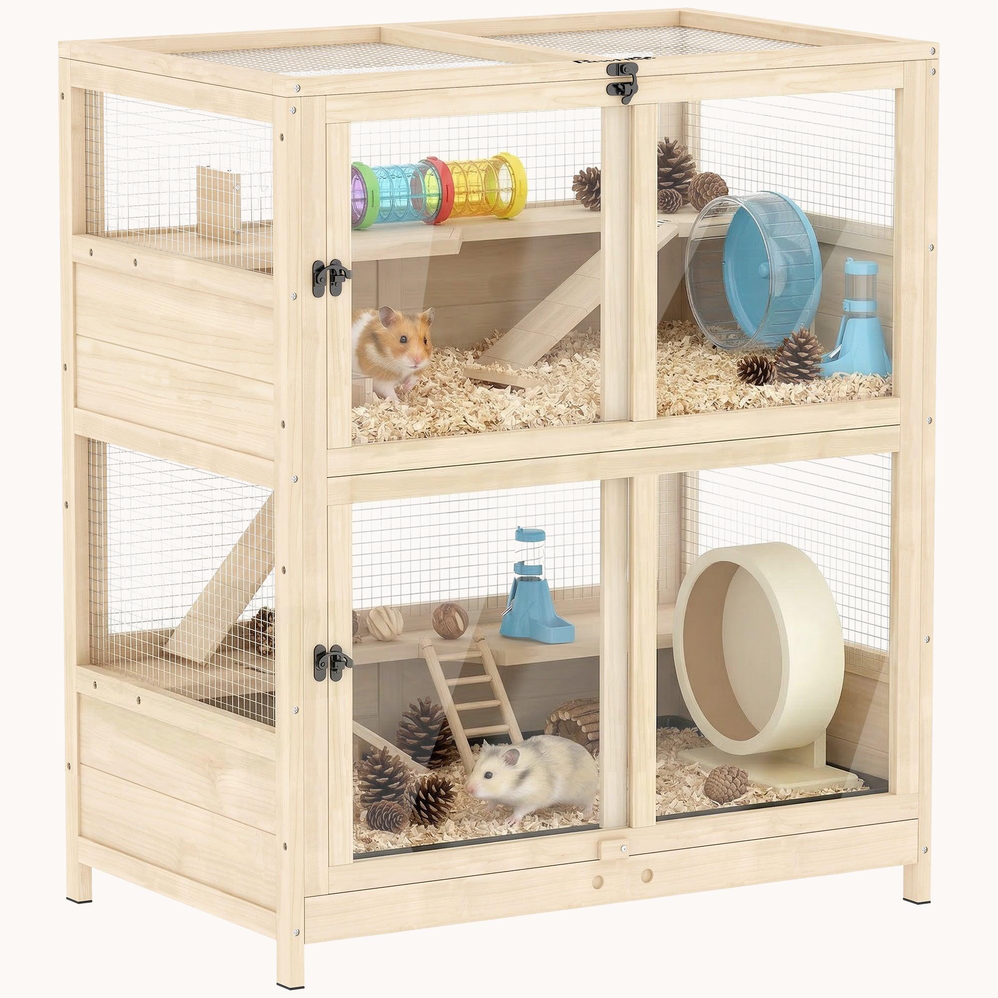 pawhut-cage-hamster-bois-4-niveaux-avec-toit-grillag-et-tiroir-84-x-53-x-91-cm image 1