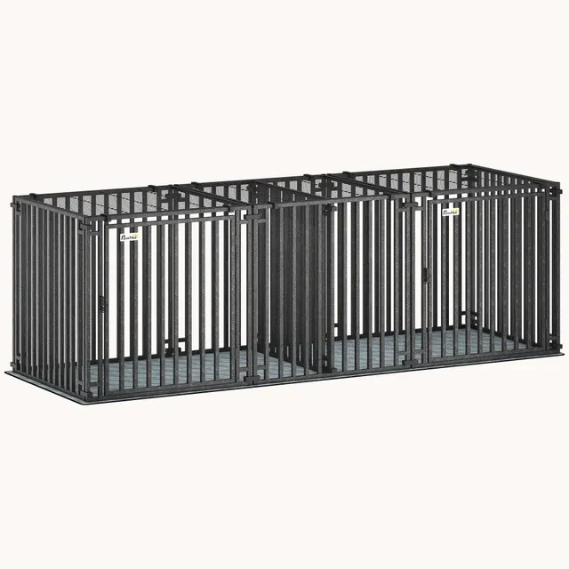 pawhut-cage-chien-robuste-m-tal-83-avec-s-parateur-et-tapis-noir image 1
