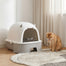 pawhut-bac-liti-re-chat-inox-avec-couvercle-gris-tiroir-coulissant-et-filtre-car image 3