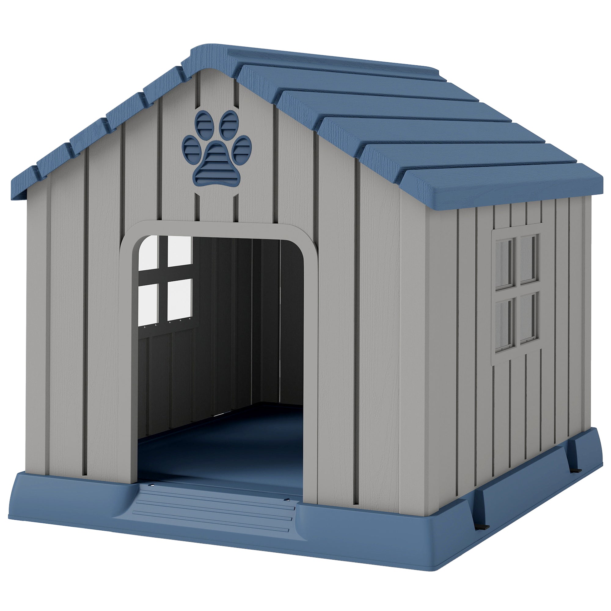 pawhut-niche-pour-chien-d-ext-rieur-style-cabane-grise-ventil-e image 2