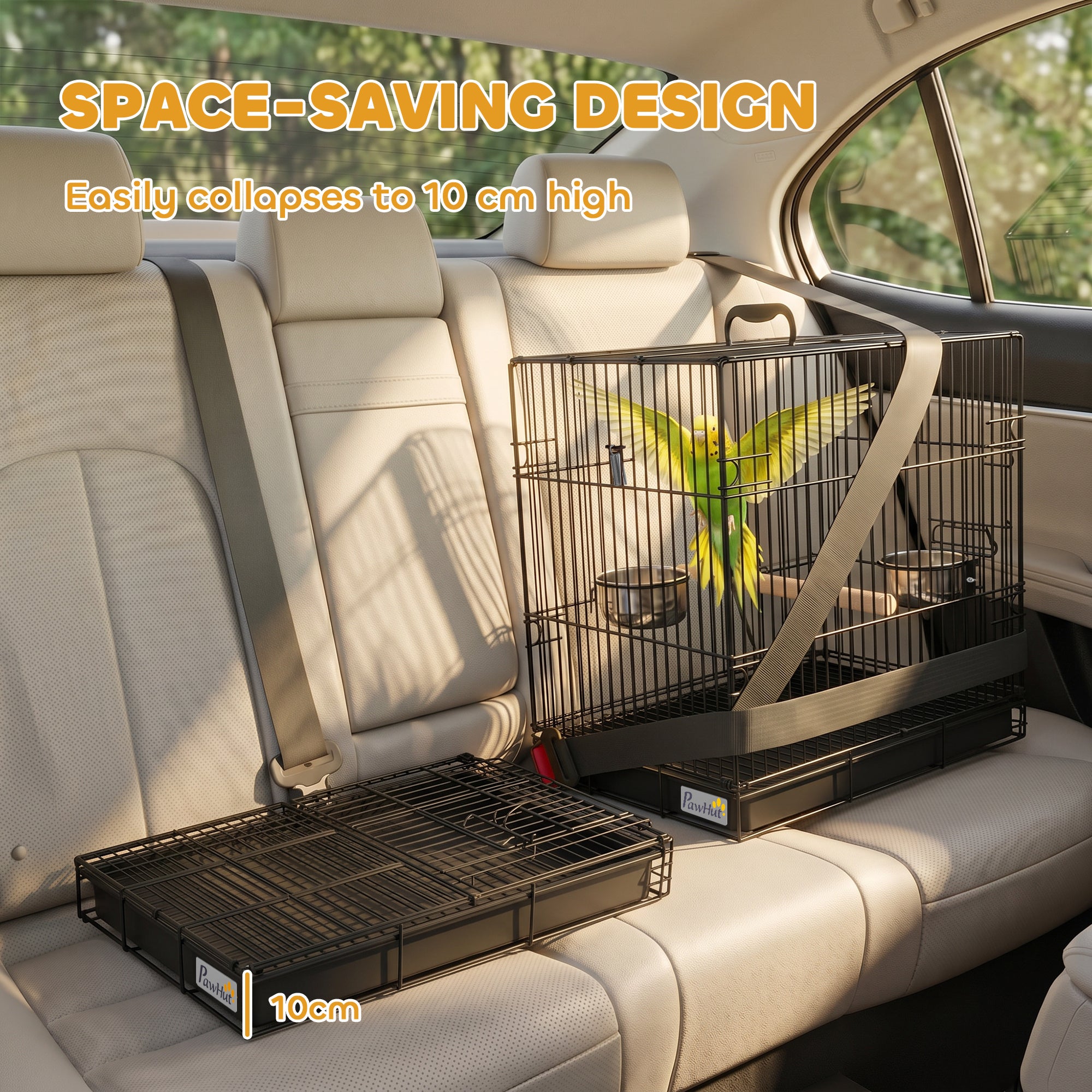 pawhut-cage-de-voyage-pliable-en-m-tal-pour-oiseaux-avec-perchoir-en-bois-gamell image 7