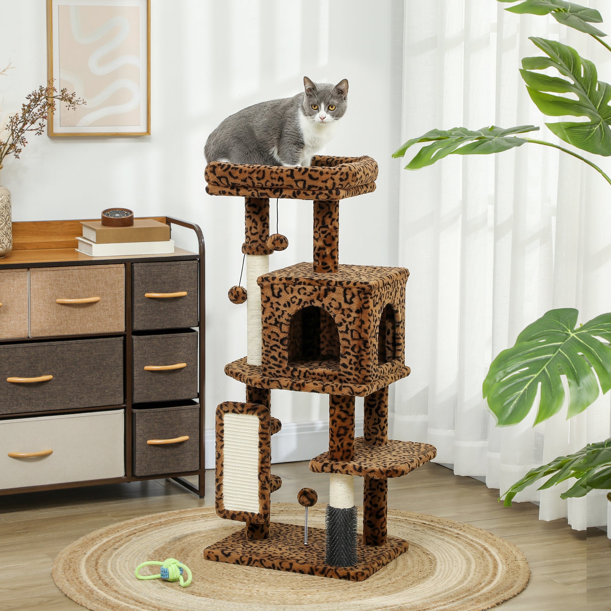 pawhut-arbre-chat-104-cm-l-opard-pour-grands-chats-avec-condo-et-griffoirs image 4