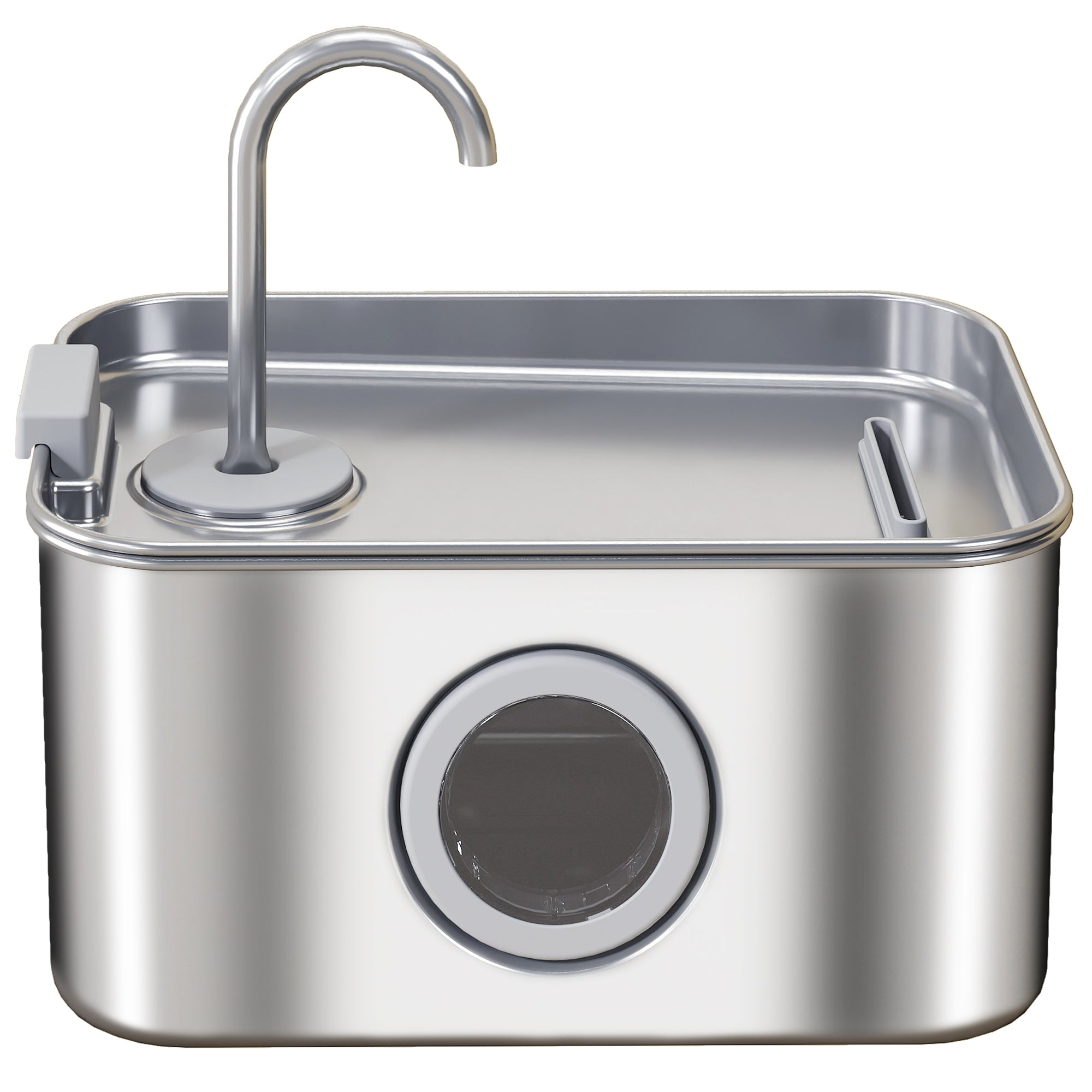 pawhut-fontaine-eau-chat-inox-3-2-l-avec-niveau-visible-et-pompe-silencieuse image 2