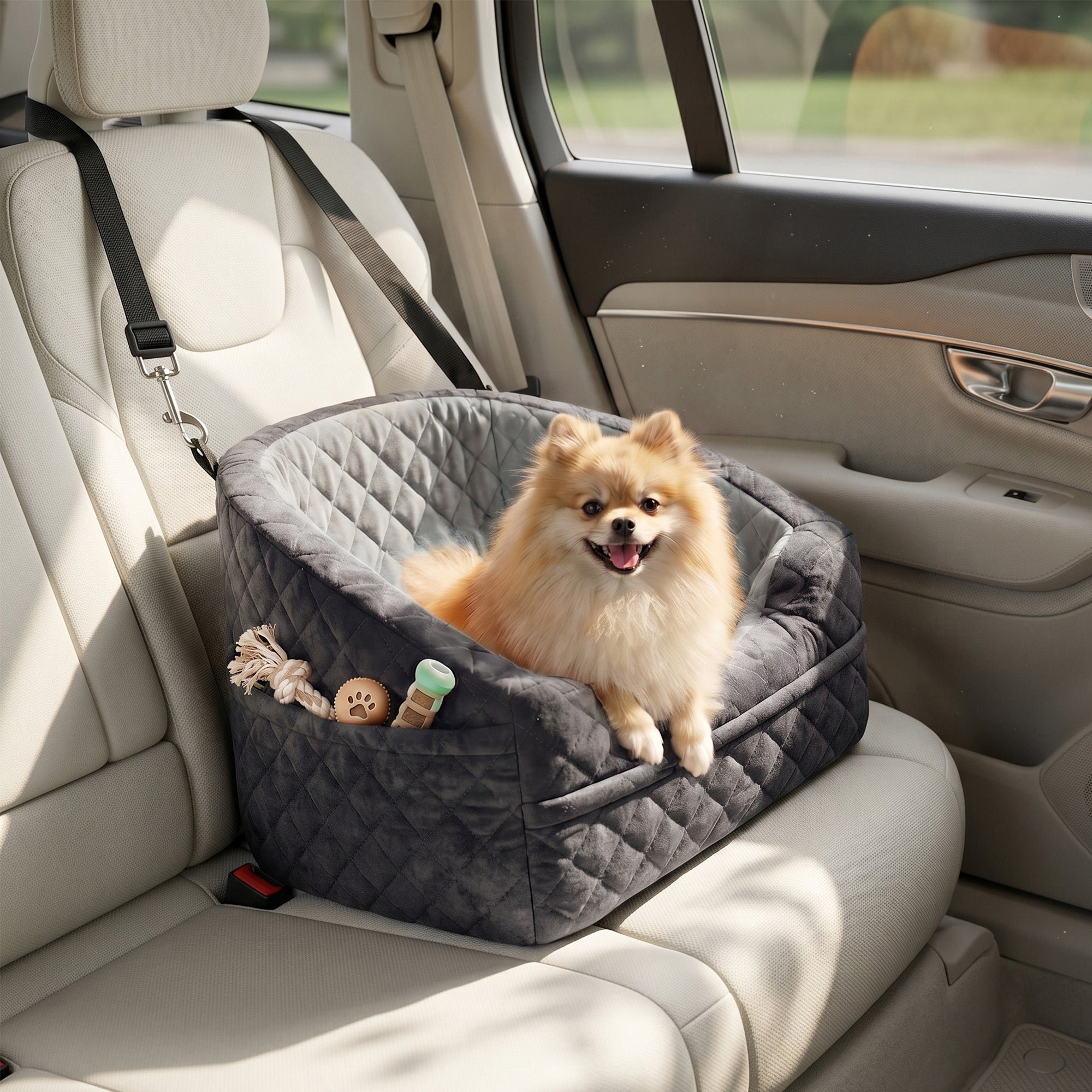 pawhut-si-ge-auto-rehausseur-portable-pour-petit-chien-moins-de-10-kg-coussin-pa image 4