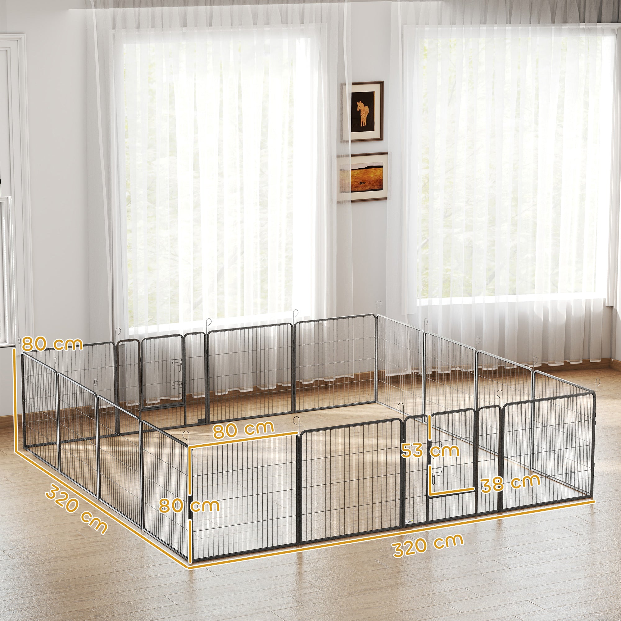 pawhut-parc-pour-chiens-16-panneaux-80-cm-modulaire-int-rieur-ext-rieur image 5