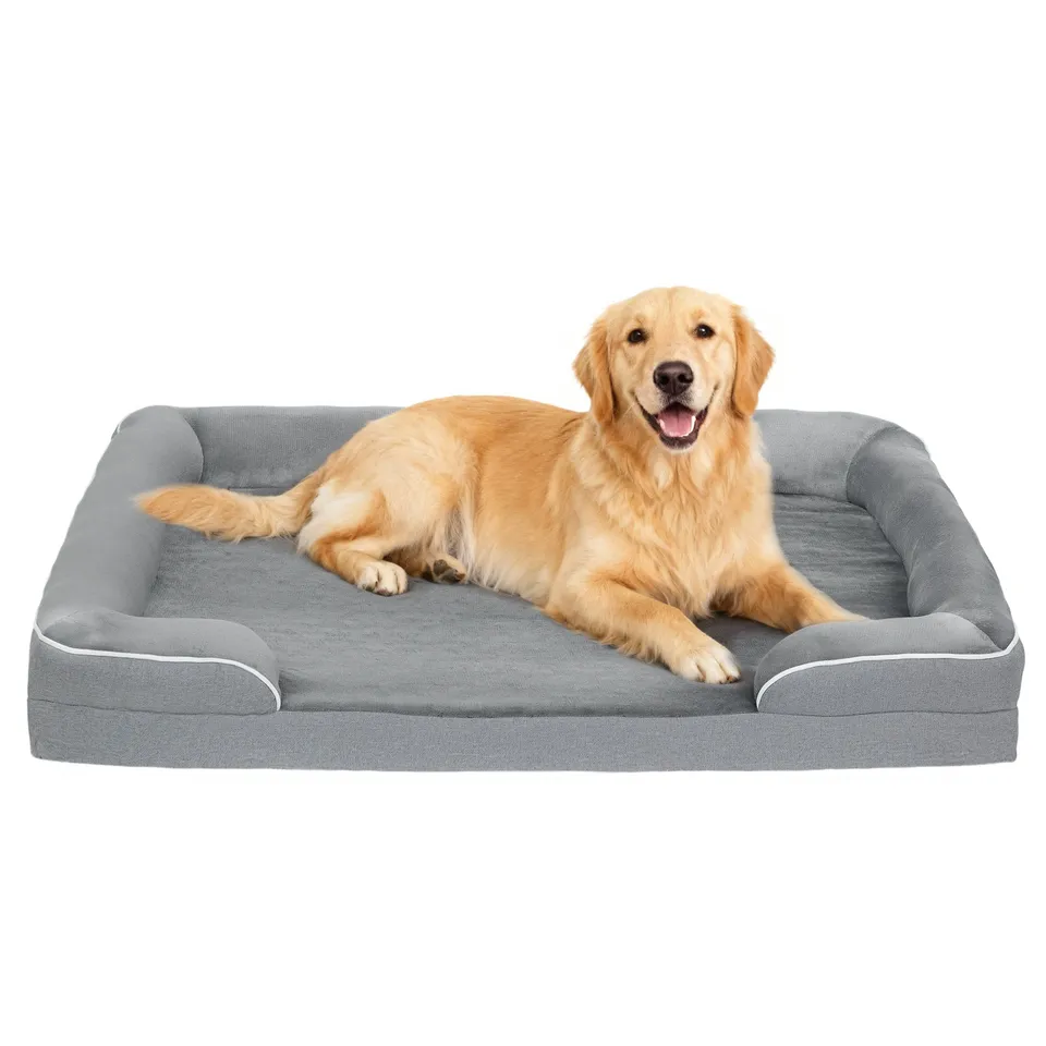 pawhut-canap-lit-orthop-dique-pour-chien-en-gel-m-moire-avec-housse-lavable-gris image 1